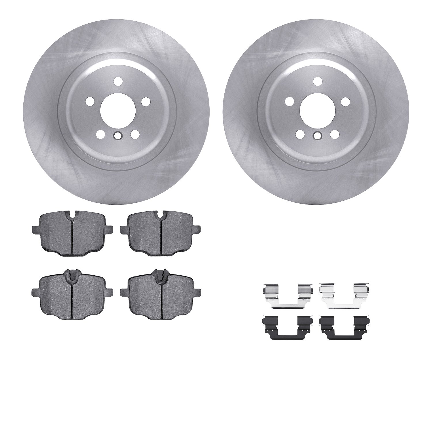 6612-31500 Brake Rotors w/5000 Euro Ceramic Brake Pads Kit with Hardware, 2016-2020 BMW, Position: Rear