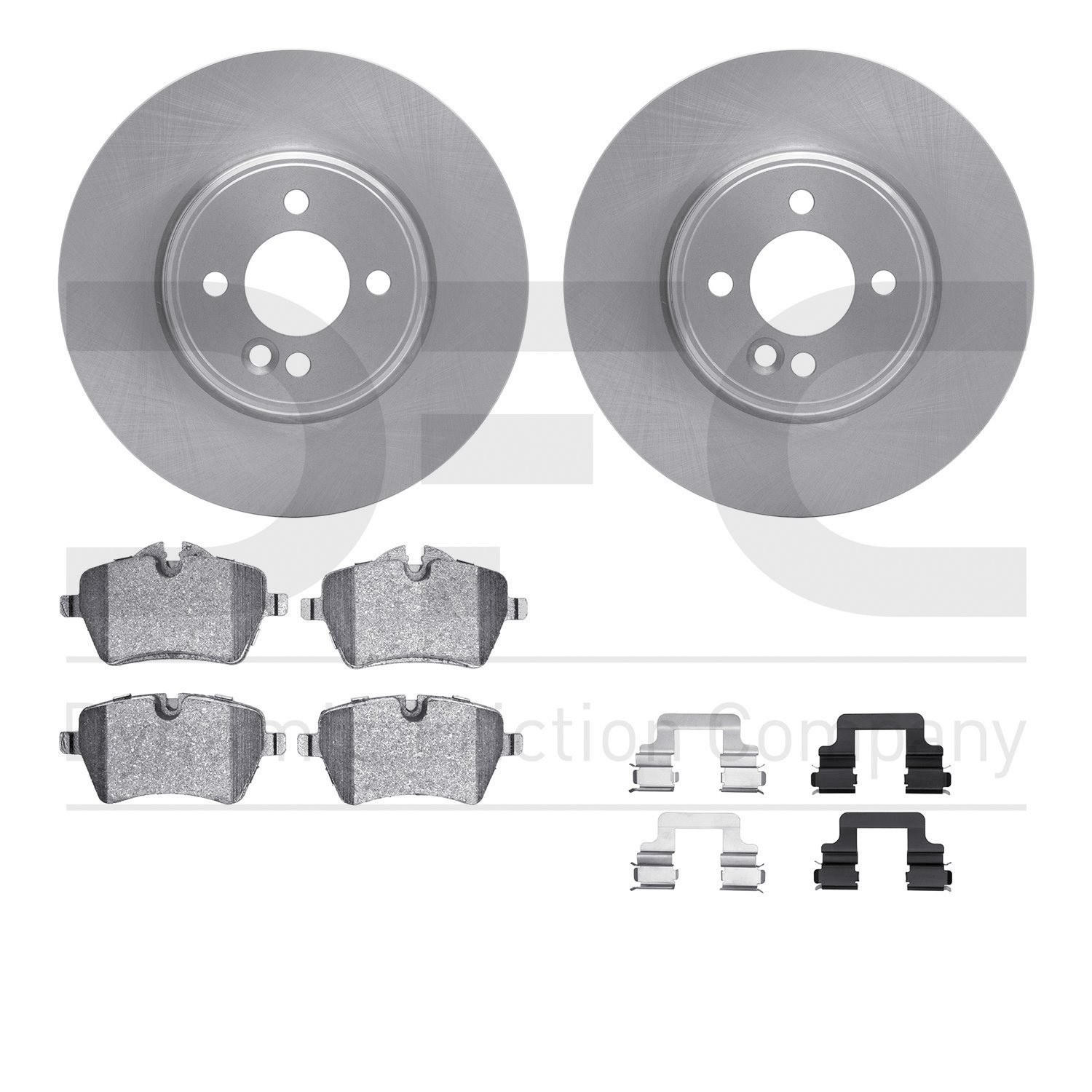 6612-32005 Brake Rotors w/5000 Euro Ceramic Brake Pads Kit with Hardware, 2002-2006 Mini, Position: Front