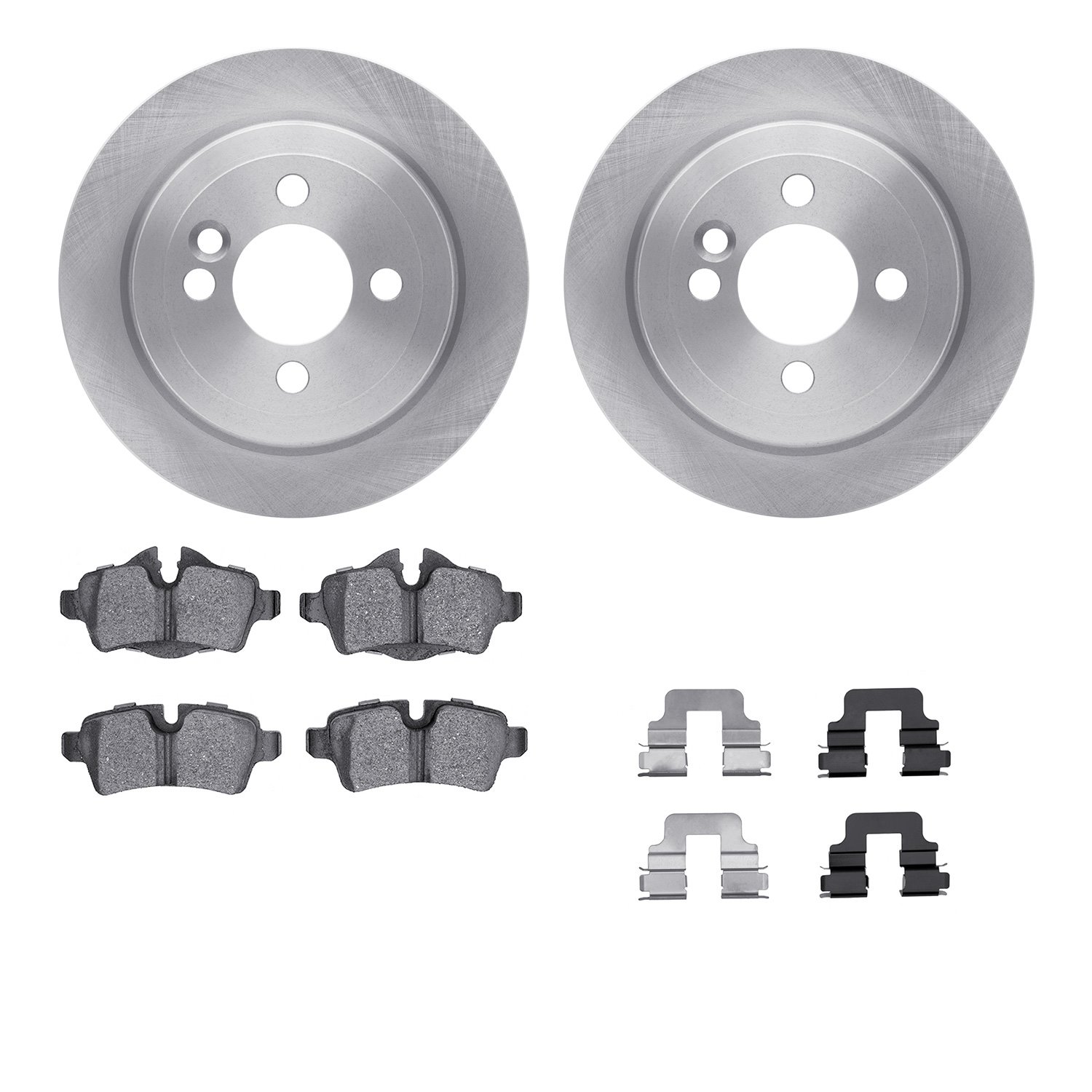 6612-32013 Brake Rotors w/5000 Euro Ceramic Brake Pads Kit with Hardware, 2007-2015 Mini, Position: Rear