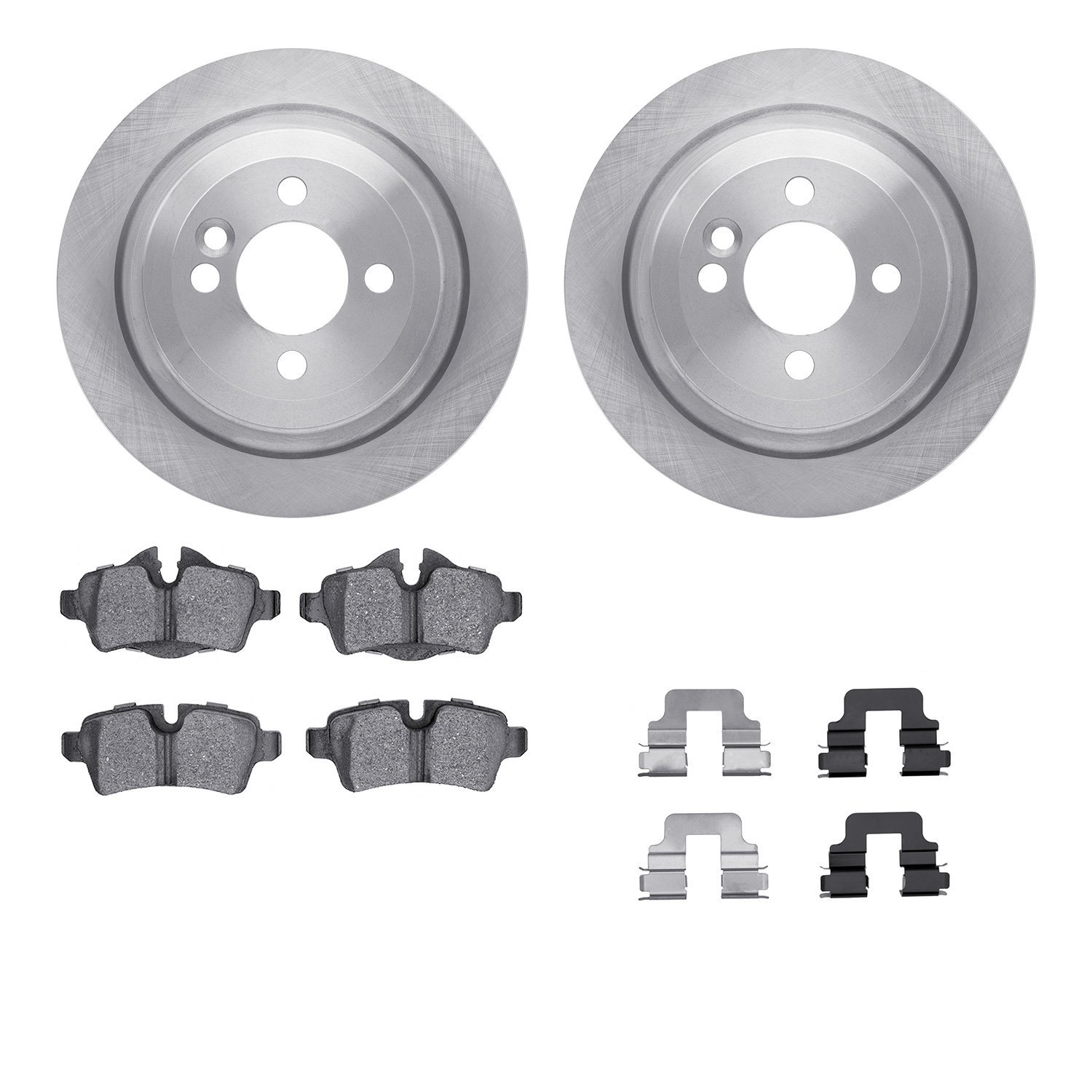 6612-32029 Brake Rotors w/5000 Euro Ceramic Brake Pads Kit with Hardware, 2009-2014 Mini, Position: Rear