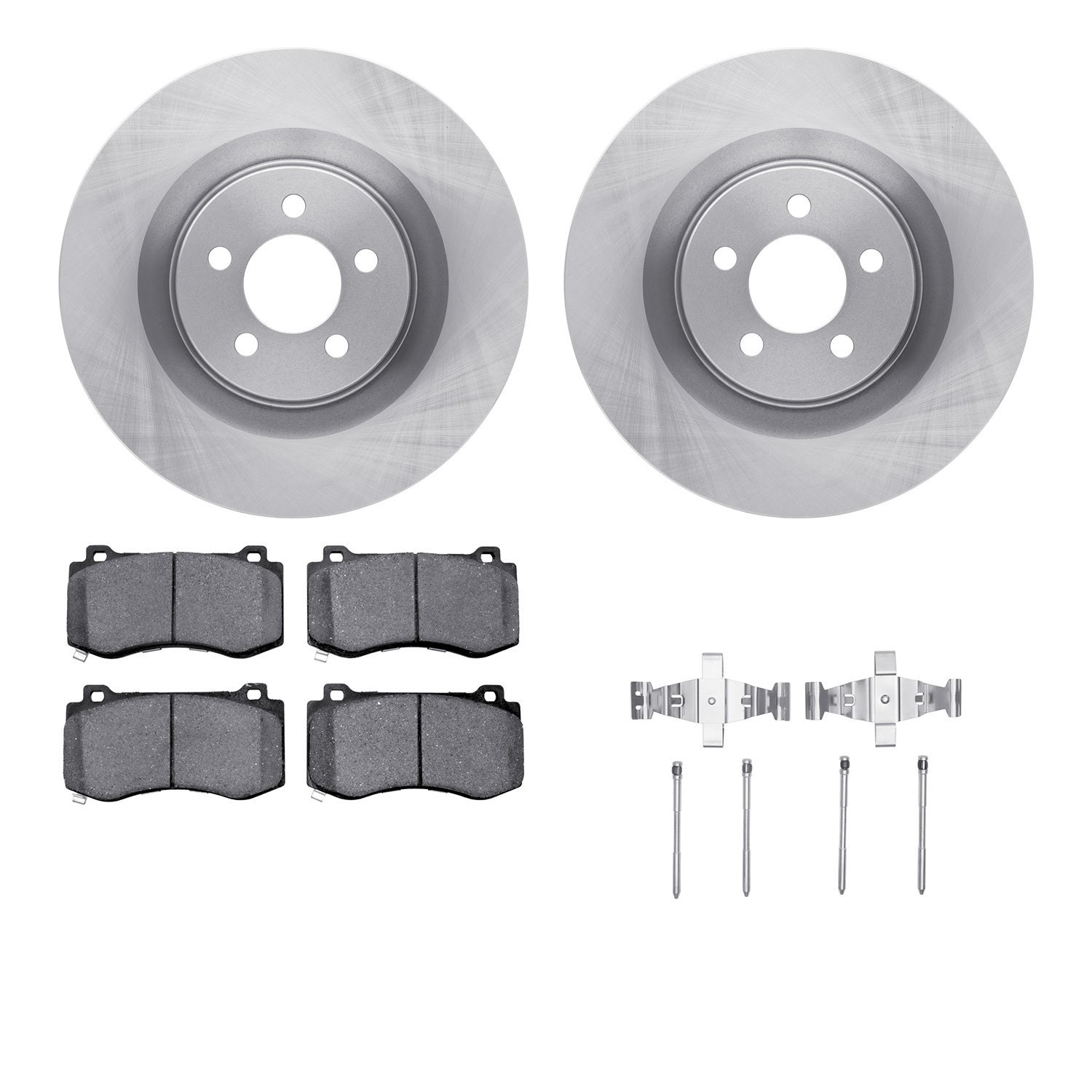 6612-39002 Brake Rotors w/5000 Euro Ceramic Brake Pads Kit with Hardware, Fits Select Mopar, Position: Front