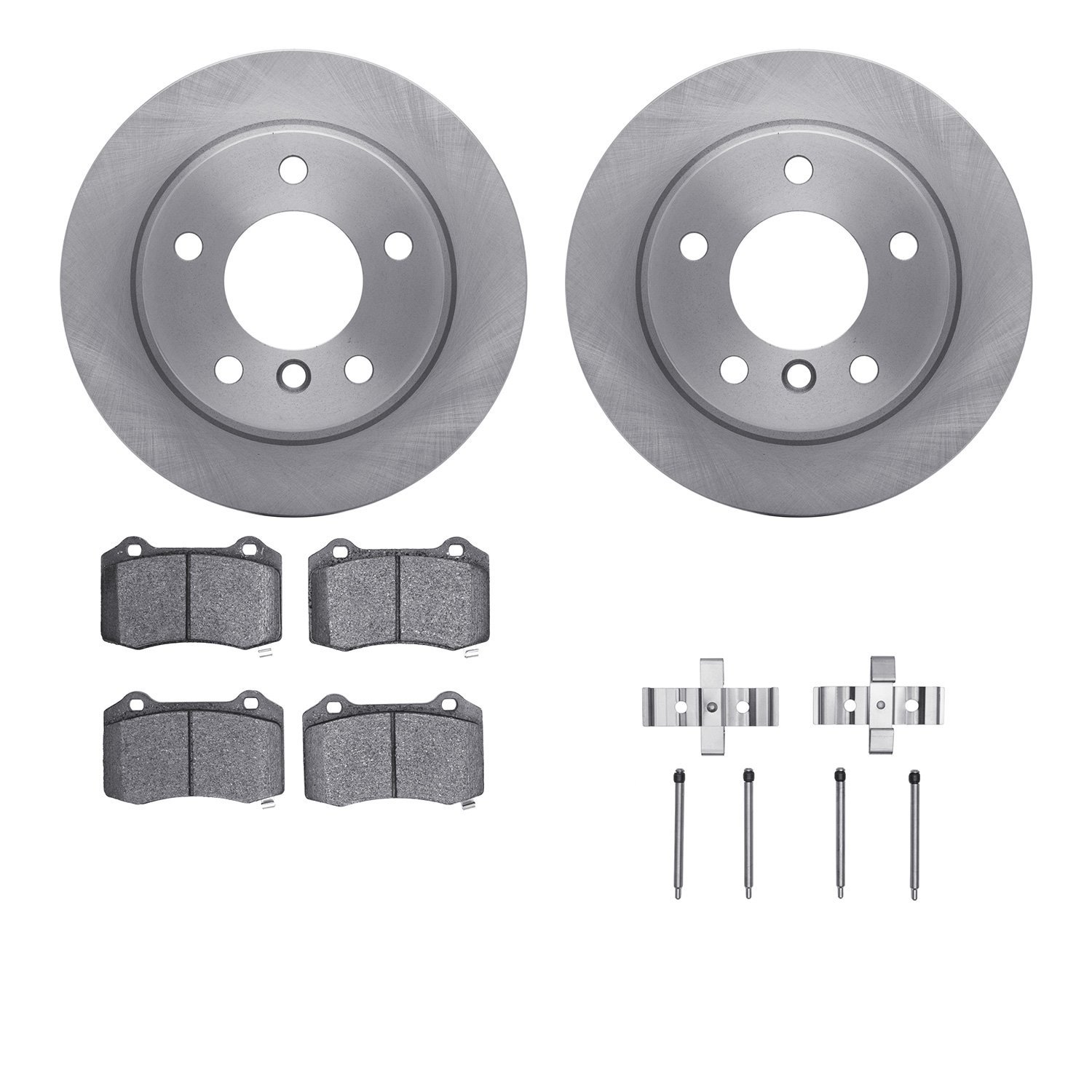 6612-39005 Brake Rotors w/5000 Euro Ceramic Brake Pads Kit with Hardware, Fits Select Mopar, Position: Rear