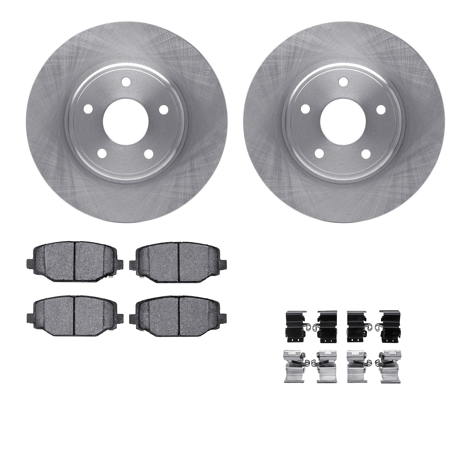 6612-40021 Brake Rotors w/5000 Euro Ceramic Brake Pads Kit with Hardware, 2012-2020 Multiple Makes/Models, Position: Rear