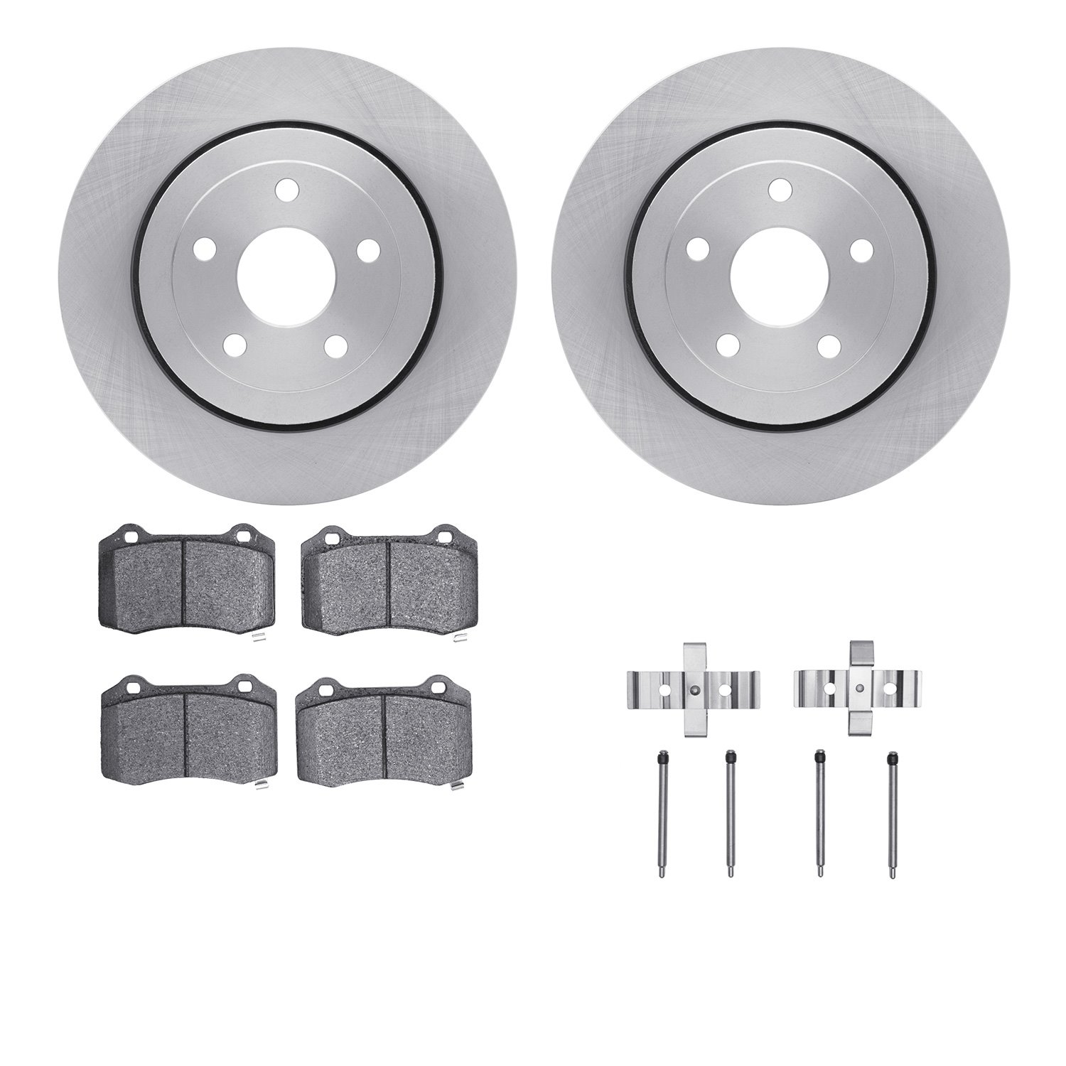 6612-42007 Brake Rotors w/5000 Euro Ceramic Brake Pads Kit with Hardware, 2006-2010 Mopar, Position: Rear