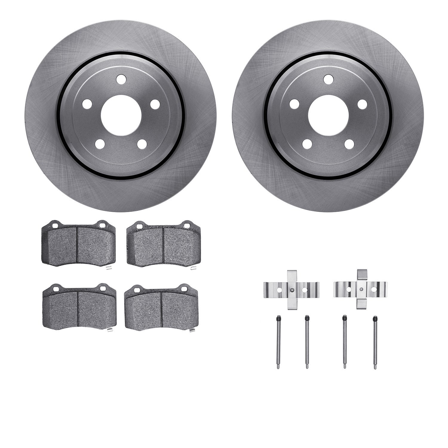 6612-42022 Brake Rotors w/5000 Euro Ceramic Brake Pads Kit with Hardware, Fits Select Mopar, Position: Rear