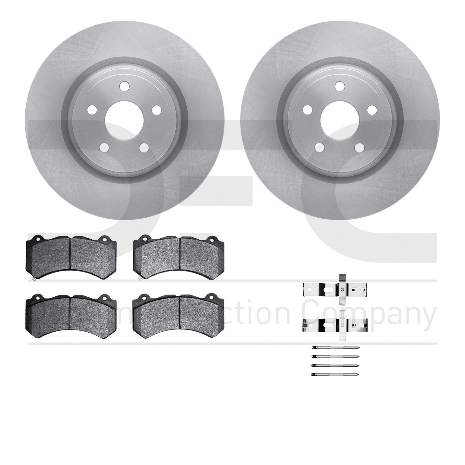 6612-42025 Brake Rotors w/5000 Euro Ceramic Brake Pads Kit with Hardware, Fits Select Mopar, Position: Front