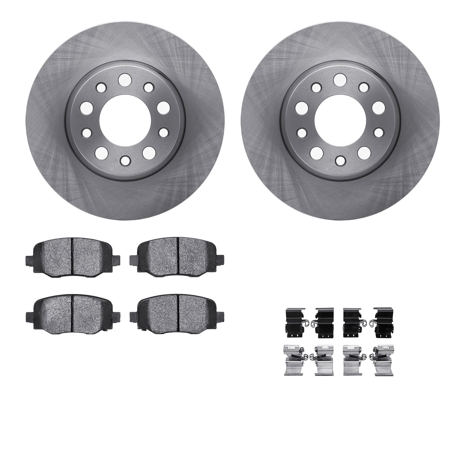 6612-42037 Brake Rotors w/5000 Euro Ceramic Brake Pads Kit with Hardware, Fits Select Mopar, Position: Rear