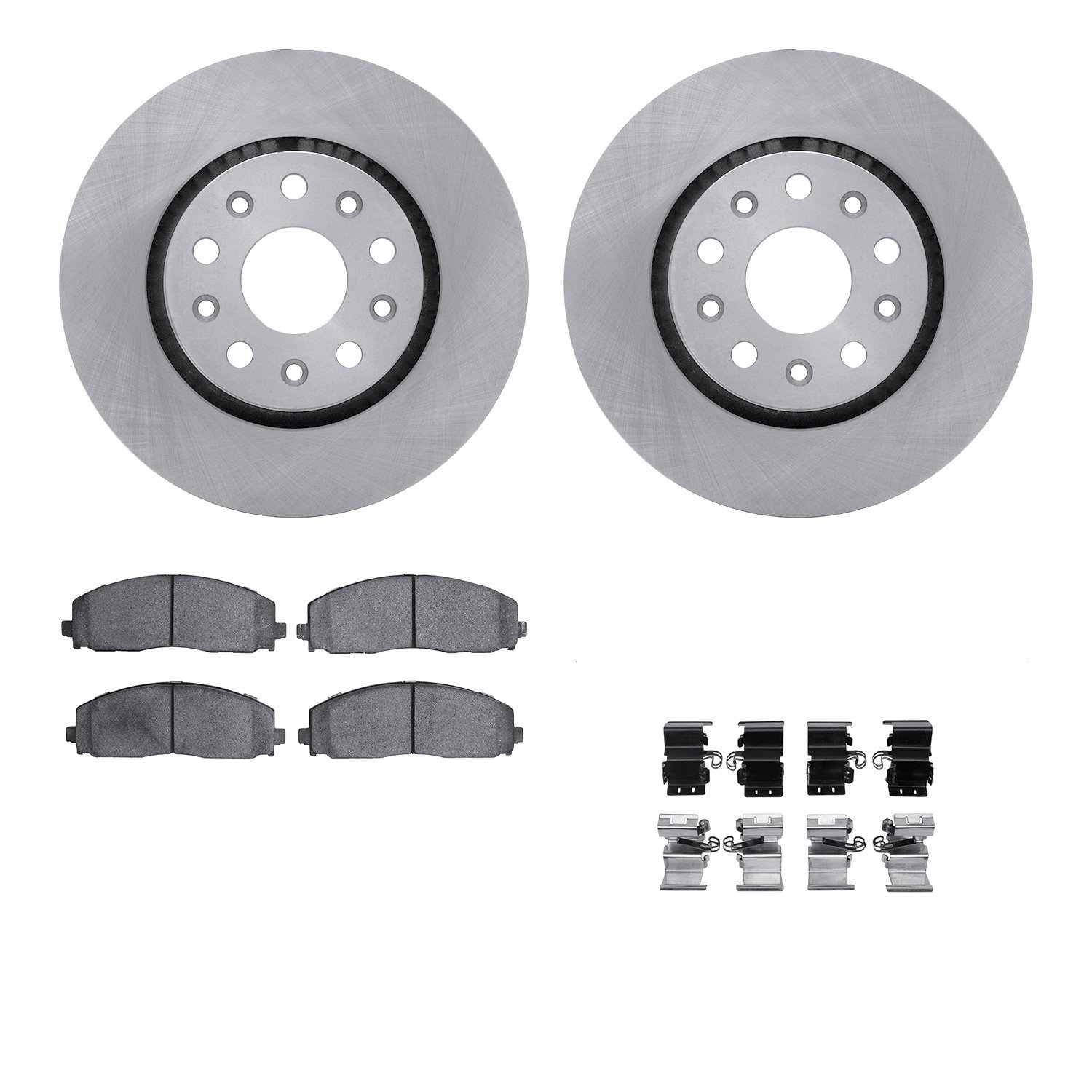 6612-42057 Brake Rotors w/5000 Euro Ceramic Brake Pads Kit with Hardware, Fits Select Mopar, Position: Front
