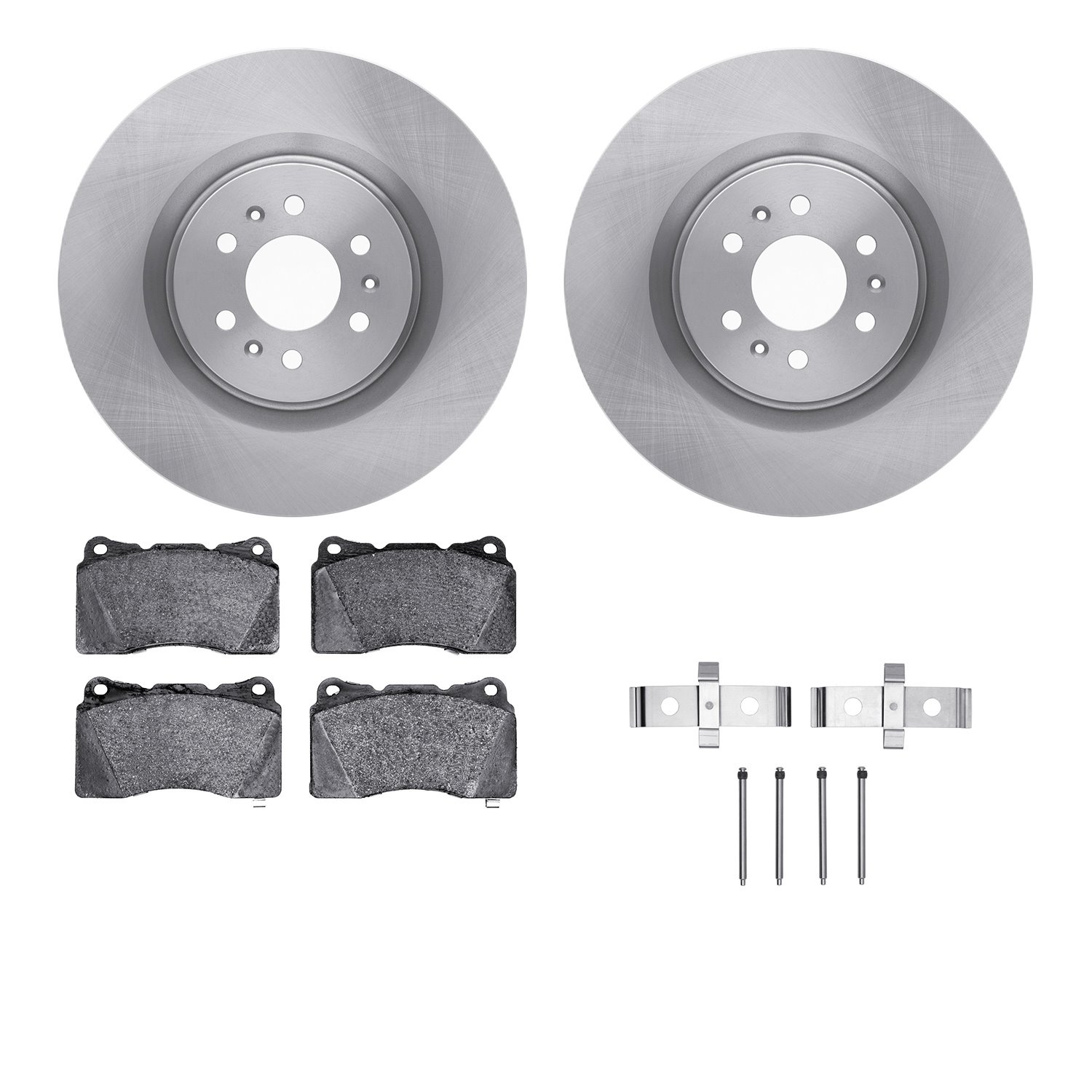 6612-46017 Brake Rotors w/5000 Euro Ceramic Brake Pads Kit with Hardware, 2004-2011 GM, Position: Front