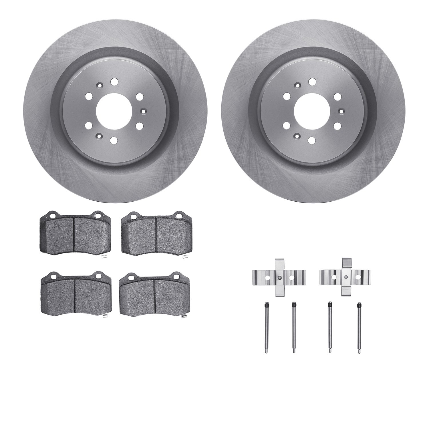 6612-46021 Brake Rotors w/5000 Euro Ceramic Brake Pads Kit with Hardware, 2004-2011 GM, Position: Rear