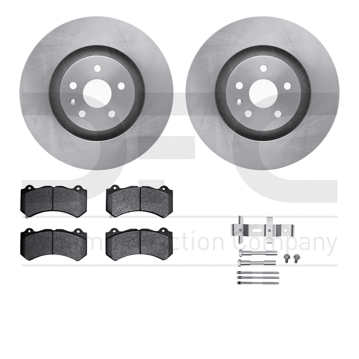 6612-46063 Brake Rotors w/5000 Euro Ceramic Brake Pads Kit with Hardware, 2009-2015 GM, Position: Front