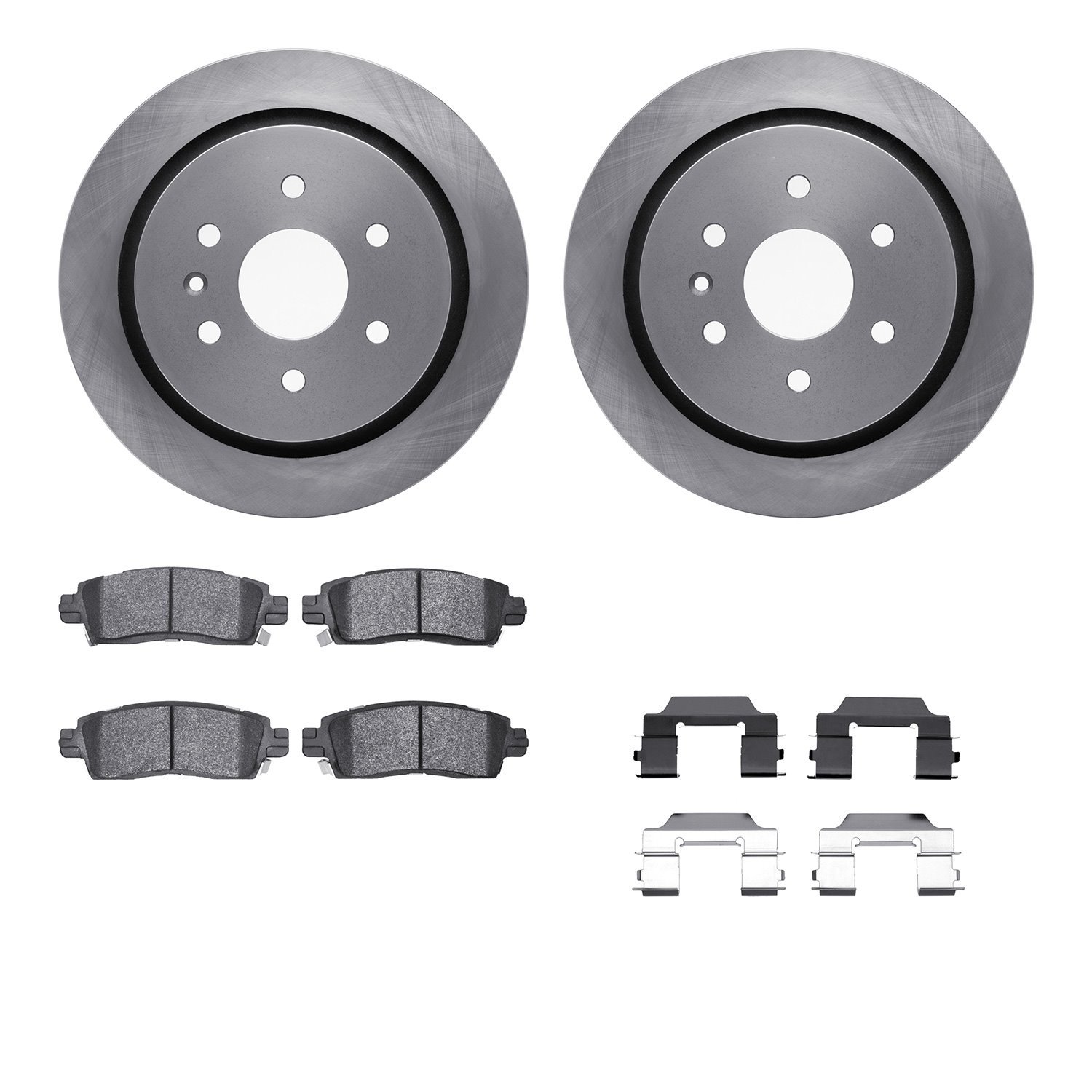6612-46070 Brake Rotors w/5000 Euro Ceramic Brake Pads Kit with Hardware, 2013-2019 GM, Position: Rear