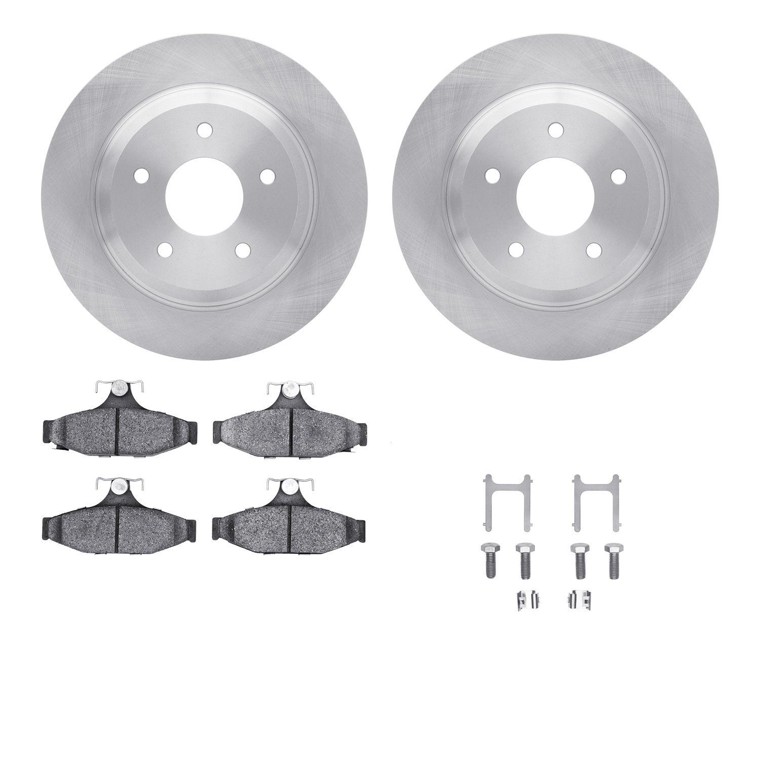 6612-47003 Brake Rotors w/5000 Euro Ceramic Brake Pads Kit with Hardware, 1988-1996 GM, Position: Rear