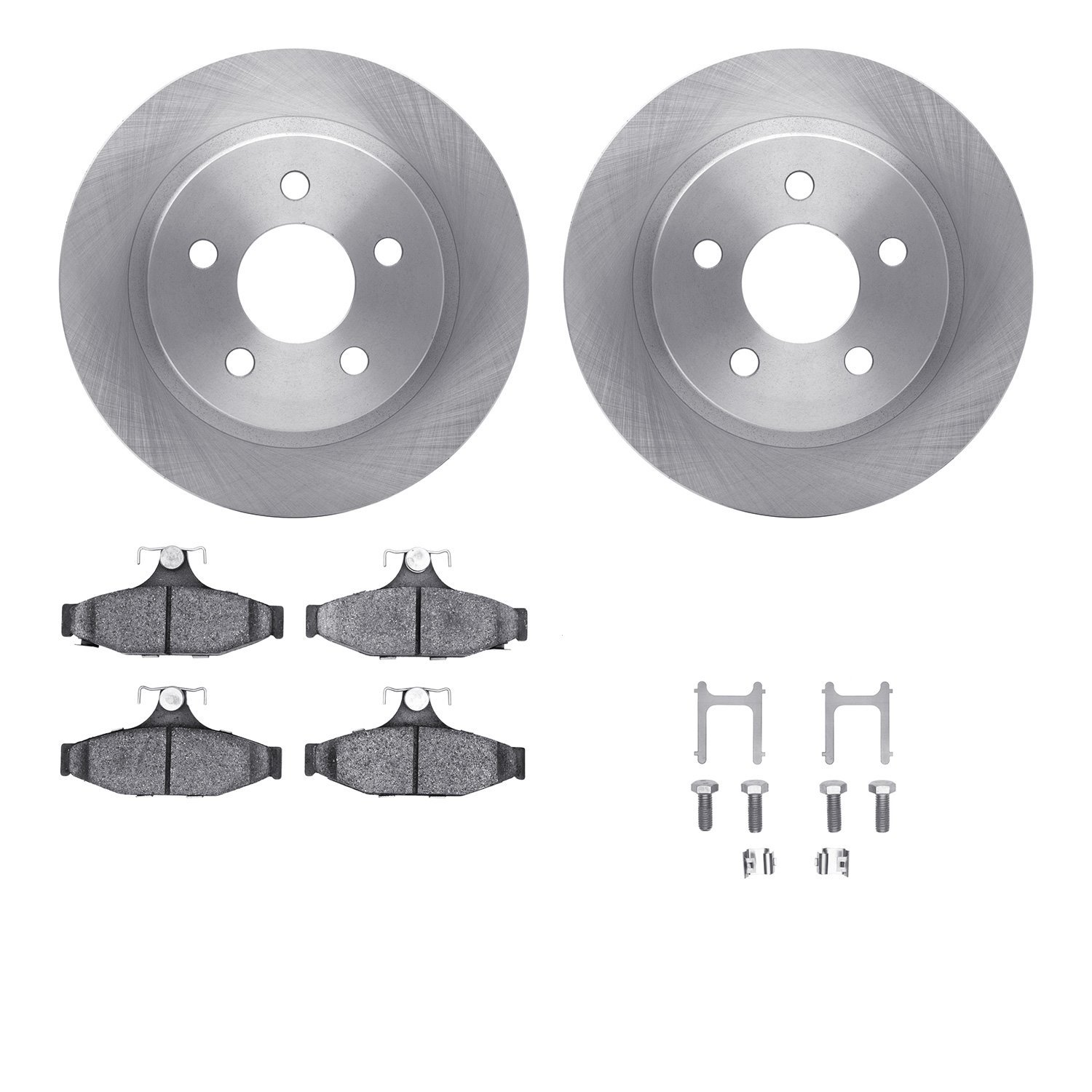 6612-47007 Brake Rotors w/5000 Euro Ceramic Brake Pads Kit with Hardware, 1993-1997 GM, Position: Rear