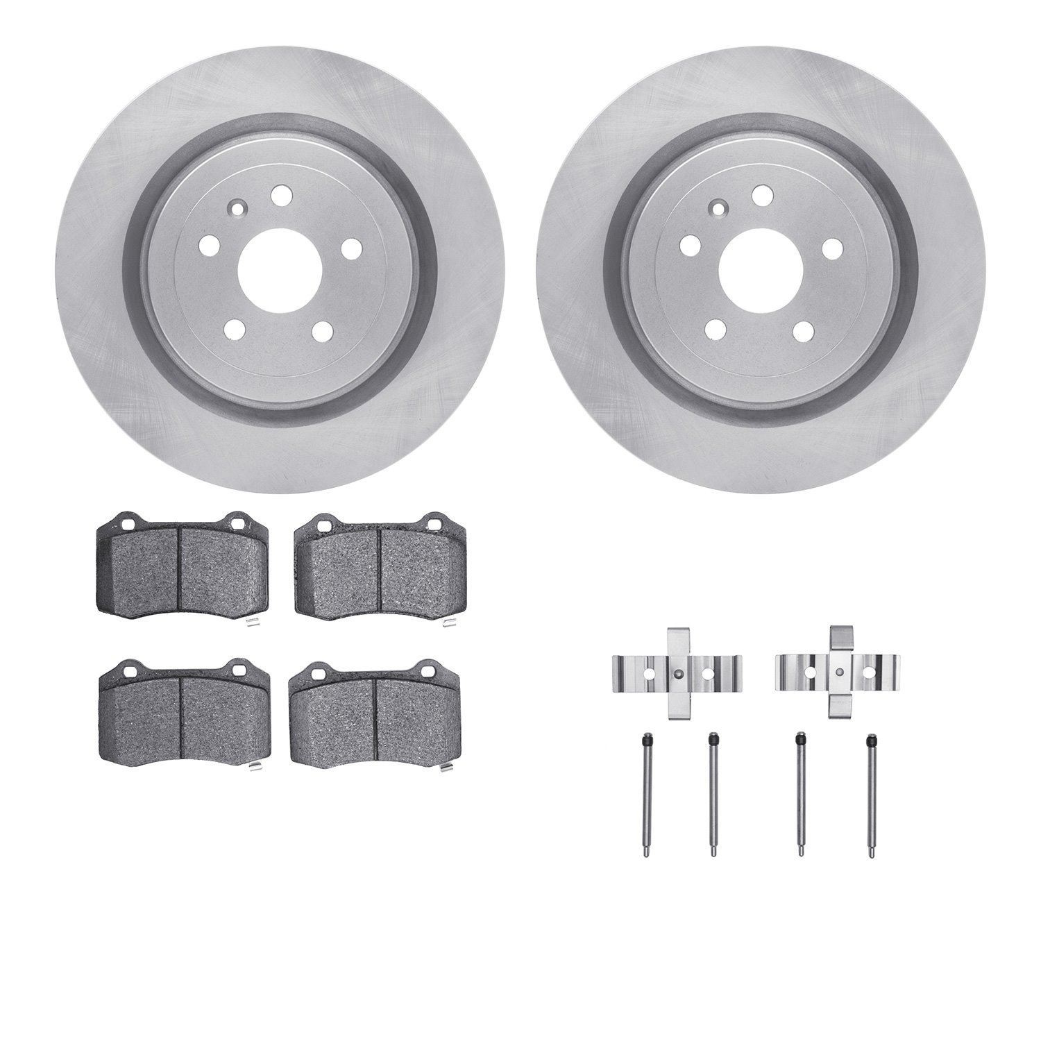 6612-47031 Brake Rotors w/5000 Euro Ceramic Brake Pads Kit with Hardware, Fits Select GM, Position: Rear
