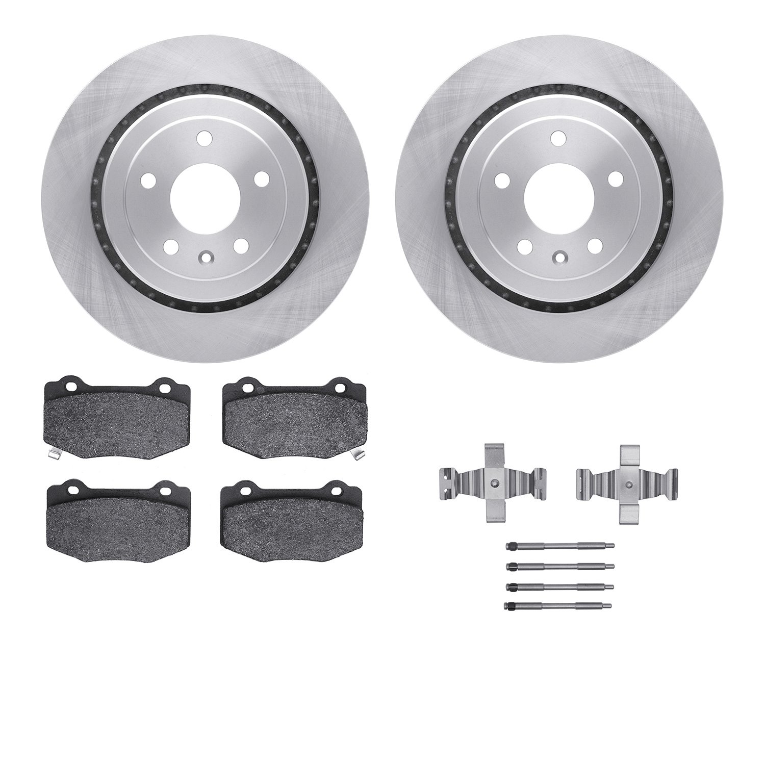 6612-47034 Brake Rotors w/5000 Euro Ceramic Brake Pads Kit with Hardware, 2014-2019 GM, Position: Rear