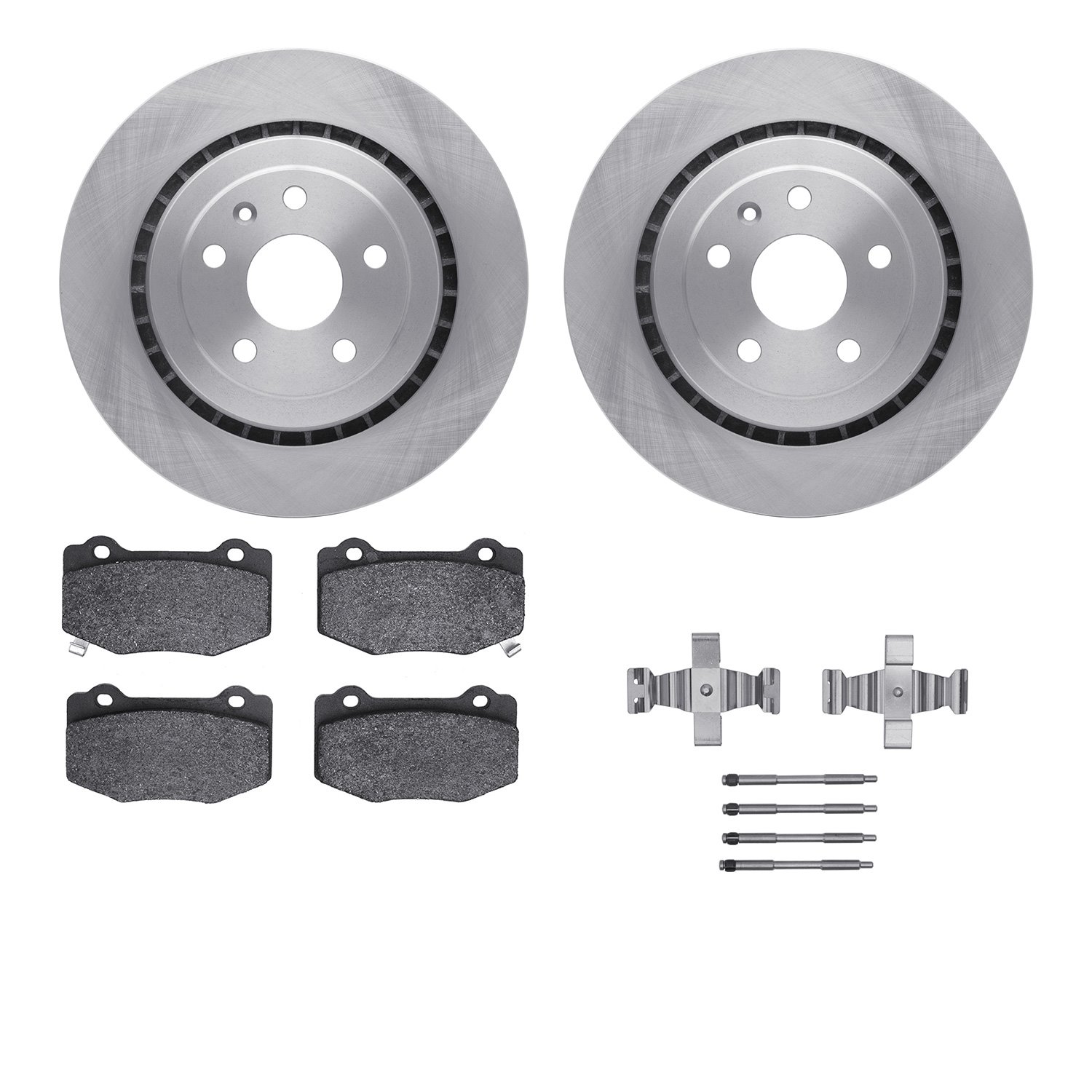 6612-47054 Brake Rotors w/5000 Euro Ceramic Brake Pads Kit with Hardware, Fits Select GM, Position: Rear