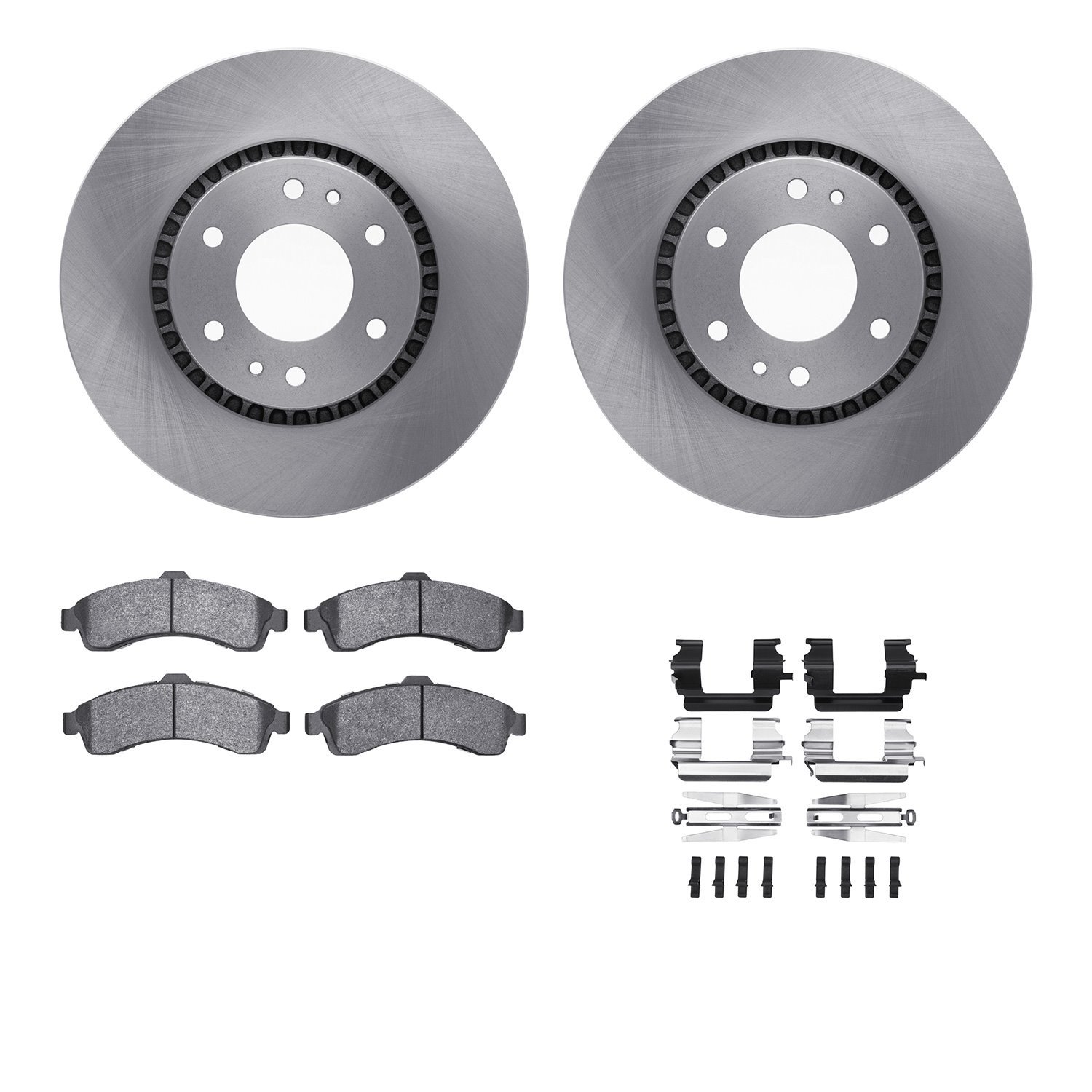 6612-48018 Brake Rotors w/5000 Euro Ceramic Brake Pads Kit with Hardware, 2002-2005 GM, Position: Front