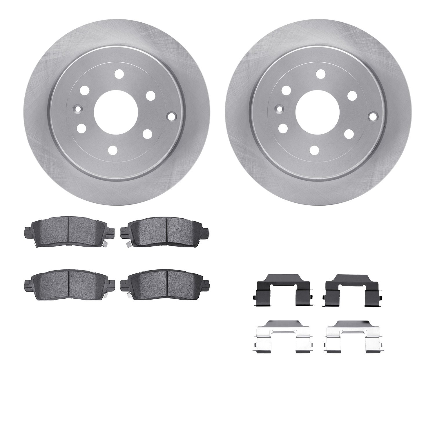 6612-48027 Brake Rotors w/5000 Euro Ceramic Brake Pads Kit with Hardware, 2007-2017 GM, Position: Rear