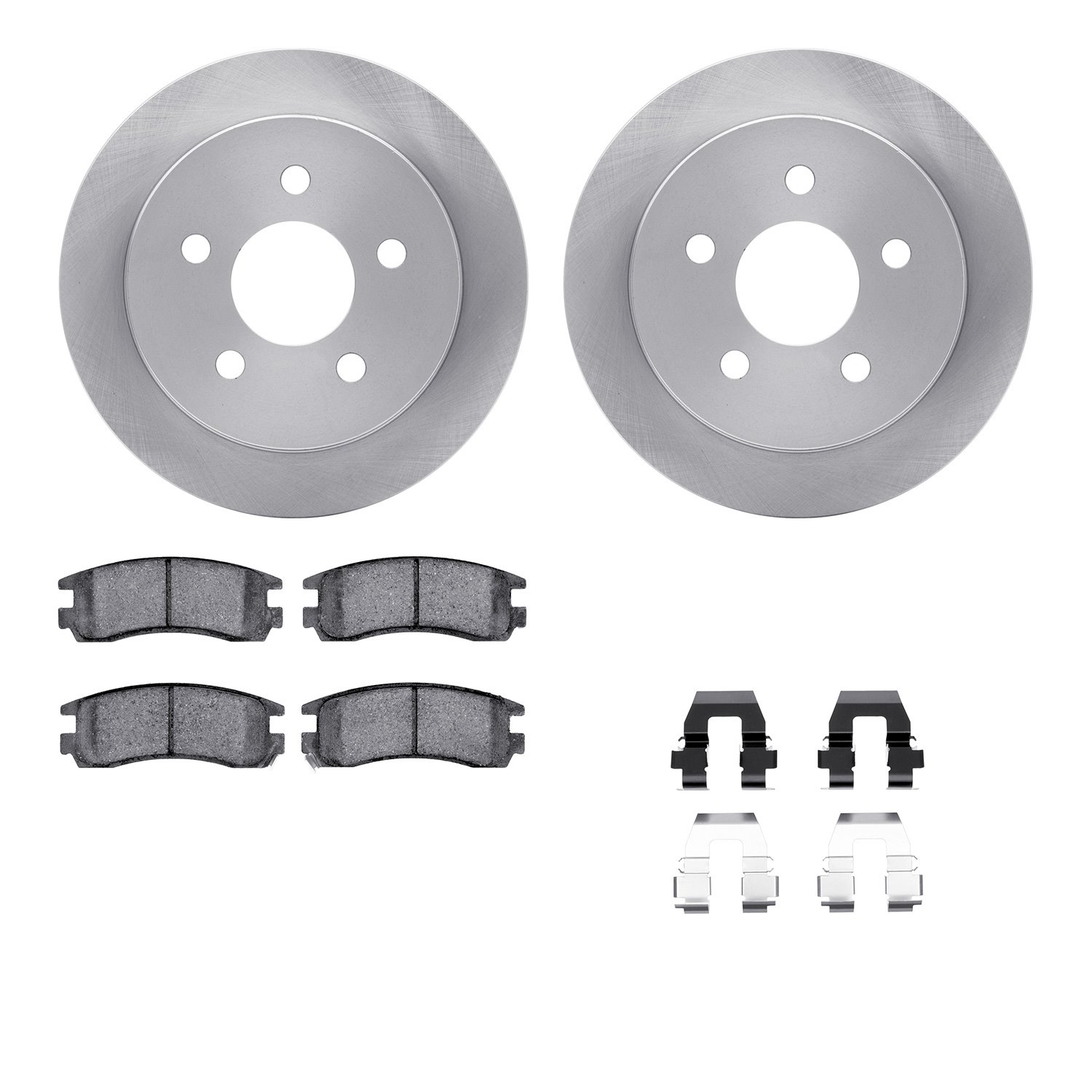 6612-52007 Brake Rotors w/5000 Euro Ceramic Brake Pads Kit with Hardware, 1997-2005 GM, Position: Rear