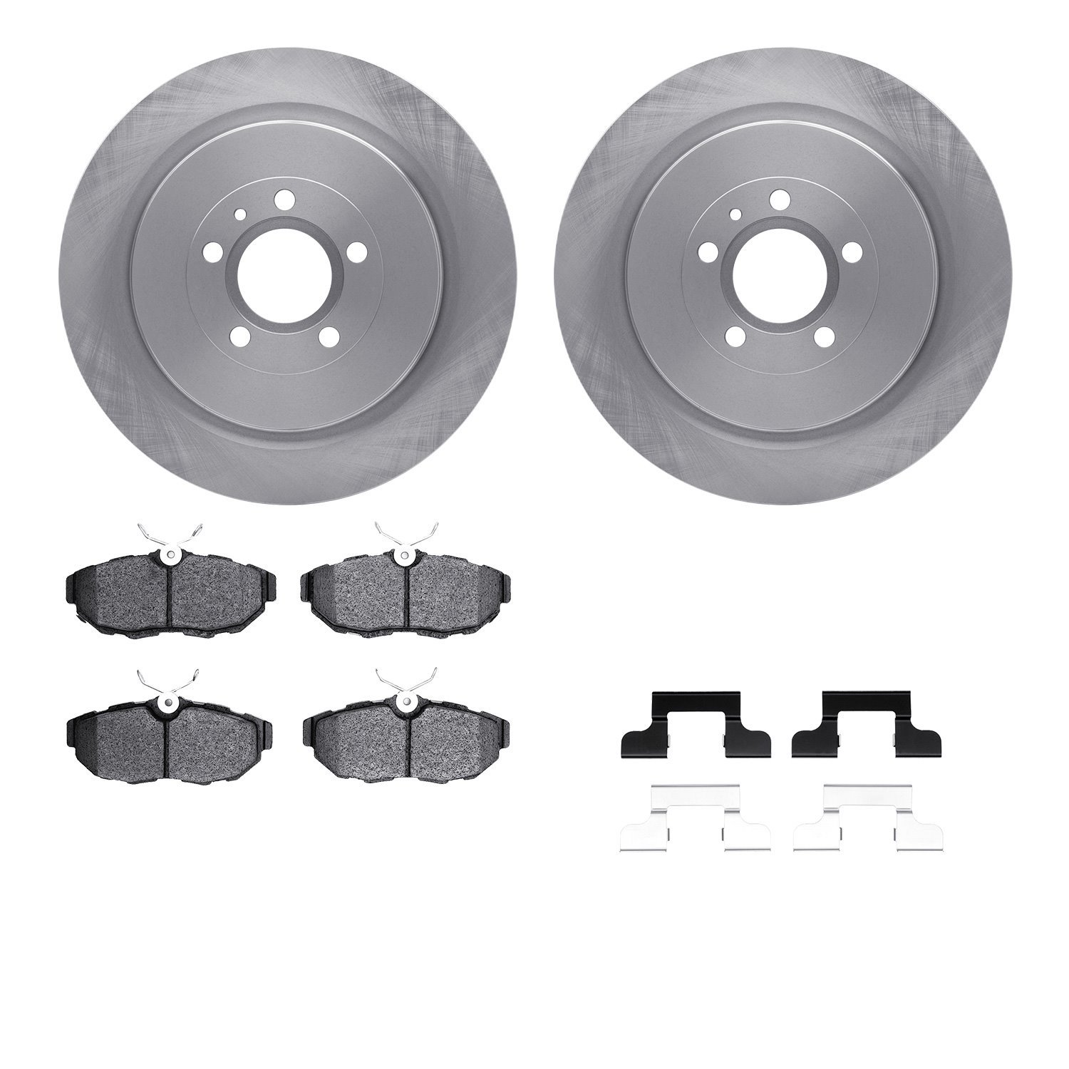 6612-54107 Brake Rotors w/5000 Euro Ceramic Brake Pads Kit with Hardware, 2013-2014 Ford/Lincoln/Mercury/Mazda, Position: Rear