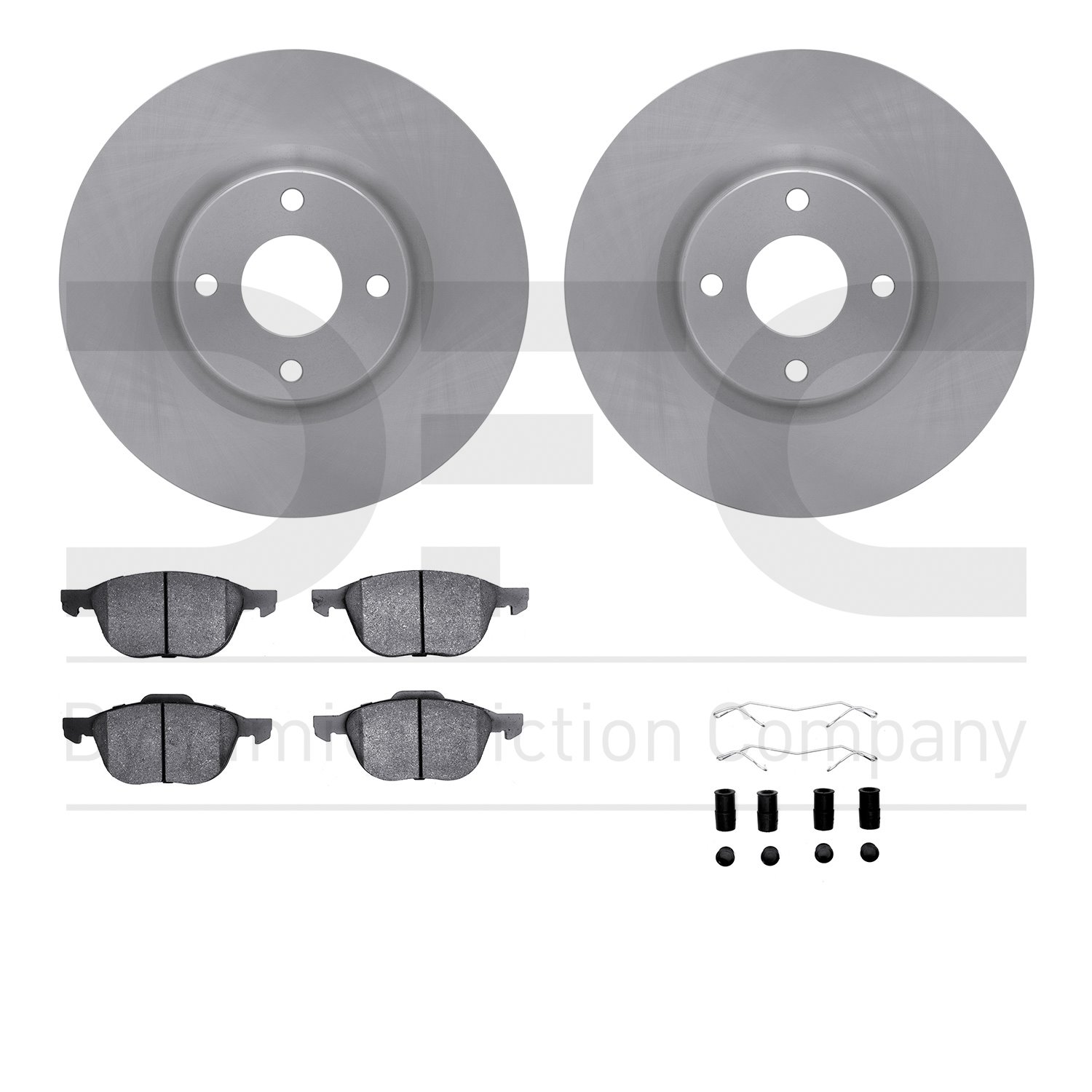 6612-54111 Brake Rotors w/5000 Euro Ceramic Brake Pads Kit with Hardware, Fits Select Ford/Lincoln/Mercury/Mazda, Position: Fron