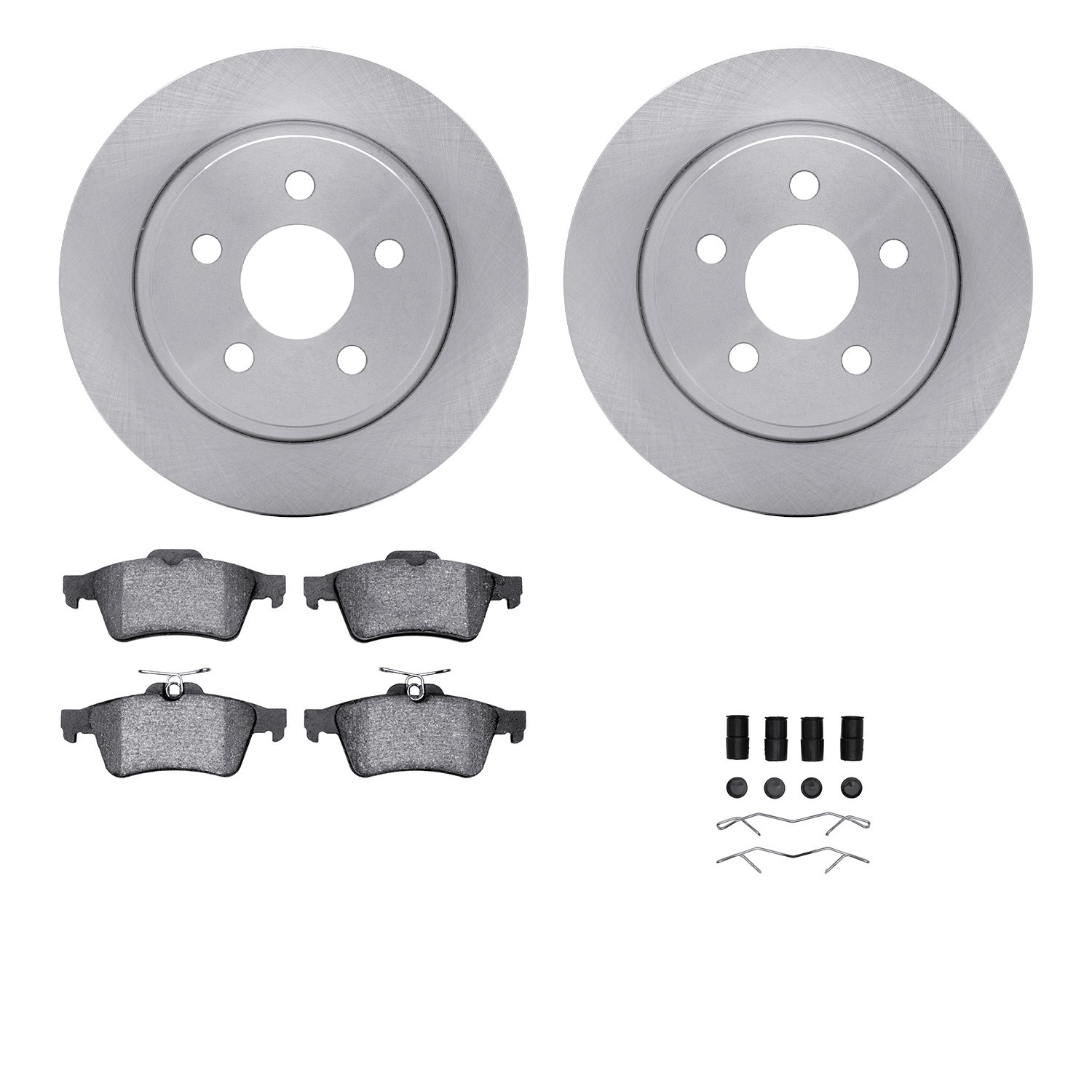 6612-54117 Brake Rotors w/5000 Euro Ceramic Brake Pads Kit with Hardware, Fits Select Ford/Lincoln/Mercury/Mazda, Position: Rear