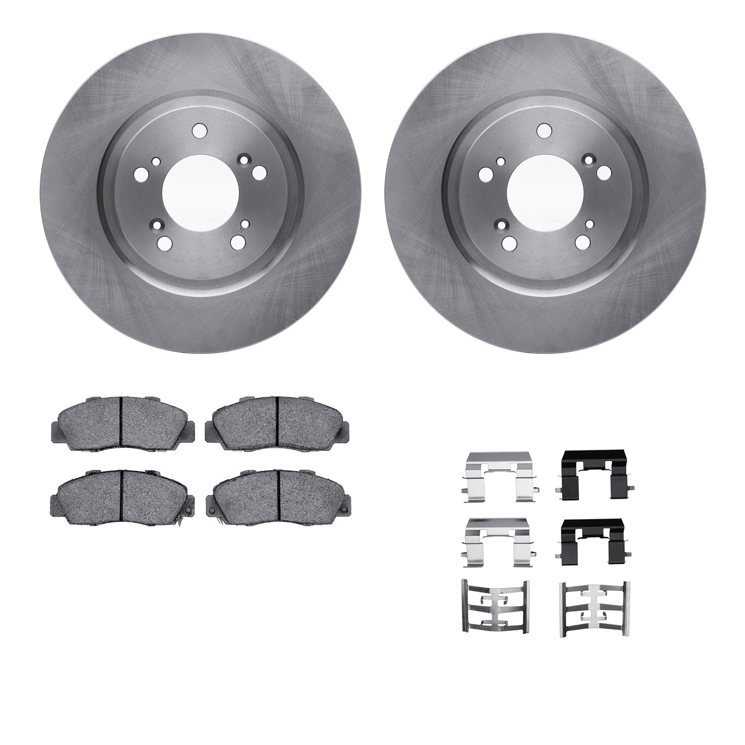 6612-58019 Brake Rotors w/5000 Euro Ceramic Brake Pads Kit with Hardware, 1997-2005 Acura/Honda, Position: Front