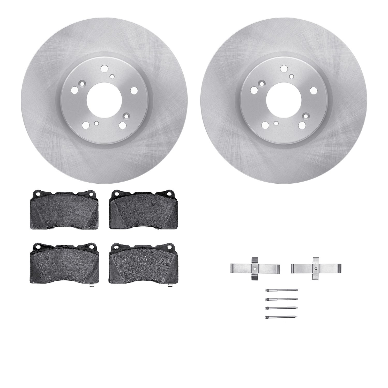 6612-58023 Brake Rotors w/5000 Euro Ceramic Brake Pads Kit with Hardware, 2004-2008 Acura/Honda, Position: Front