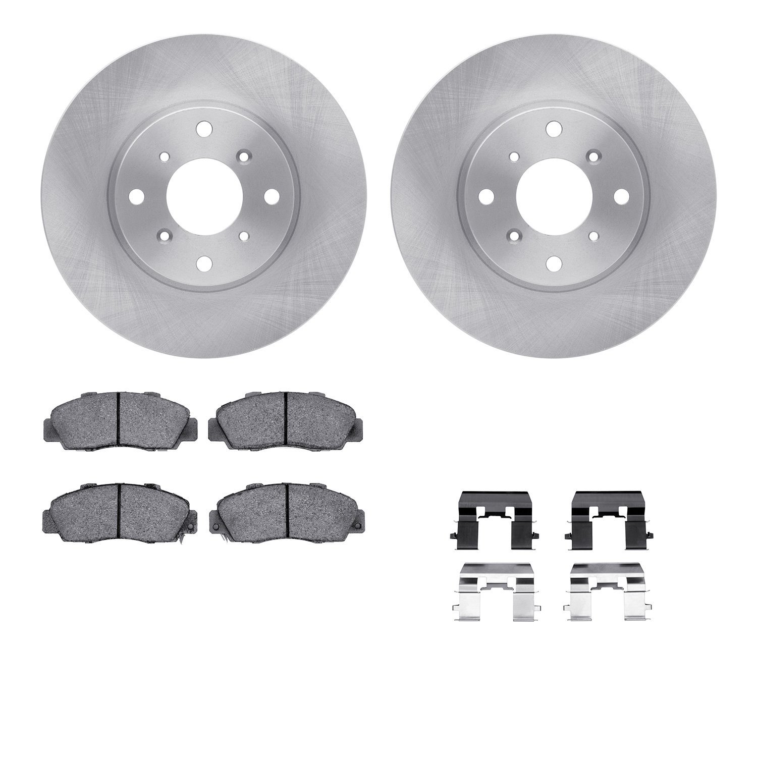 6612-59007 Brake Rotors w/5000 Euro Ceramic Brake Pads Kit with Hardware, 1992-1996 Acura/Honda, Position: Front