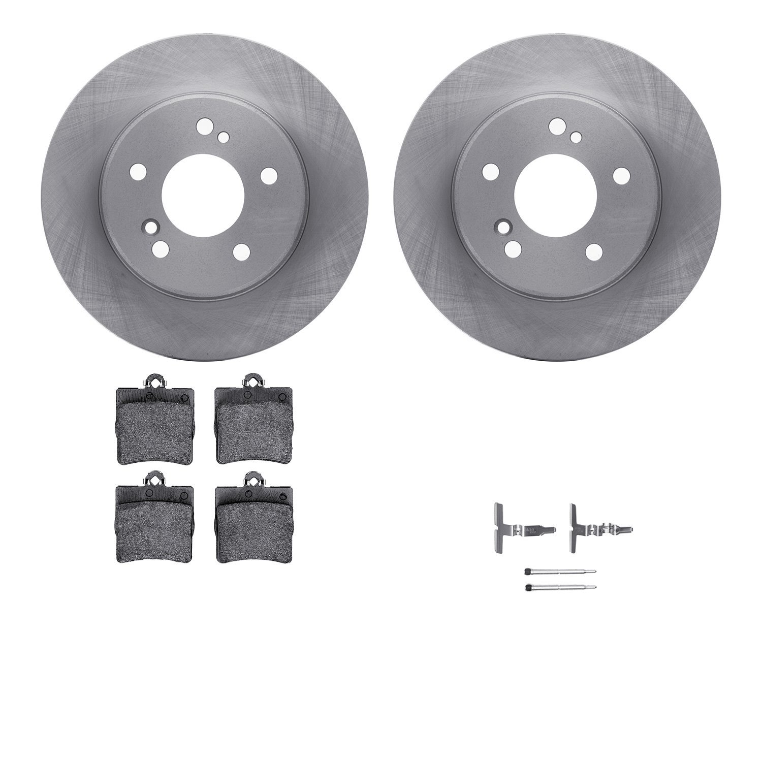 6612-63119 Brake Rotors w/5000 Euro Ceramic Brake Pads Kit with Hardware, 1996-2015 Multiple Makes/Models, Position: Rear