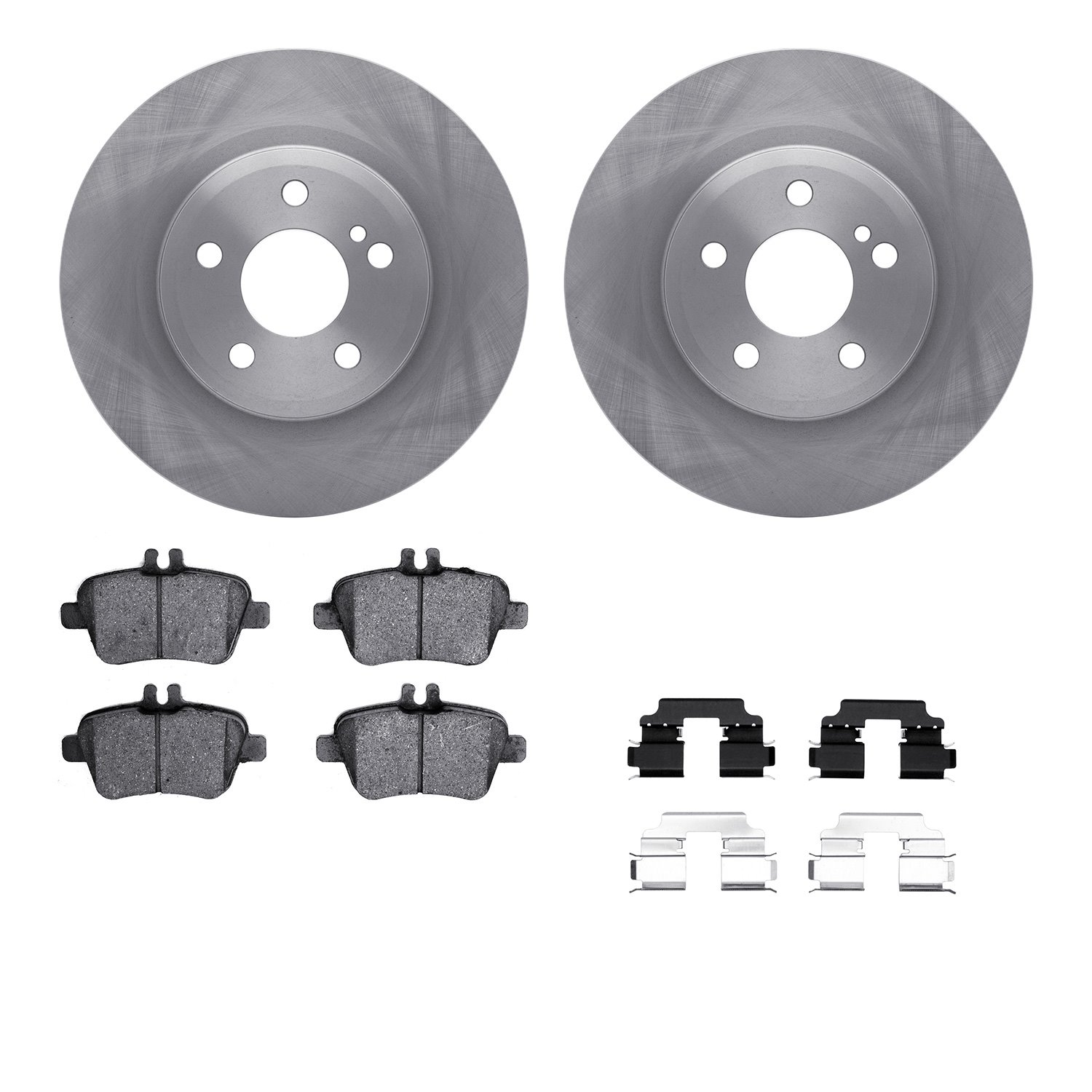 6612-63355 Brake Rotors w/5000 Euro Ceramic Brake Pads Kit with Hardware, 2012-2020 Mercedes-Benz, Position: Rear
