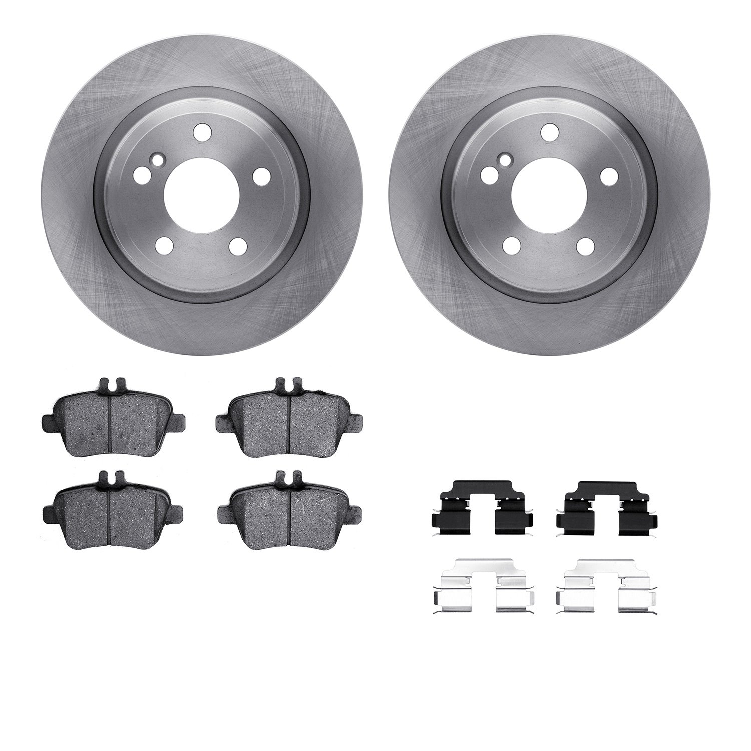 6612-63365 Brake Rotors w/5000 Euro Ceramic Brake Pads Kit with Hardware, 2014-2020 Multiple Makes/Models, Position: Rear