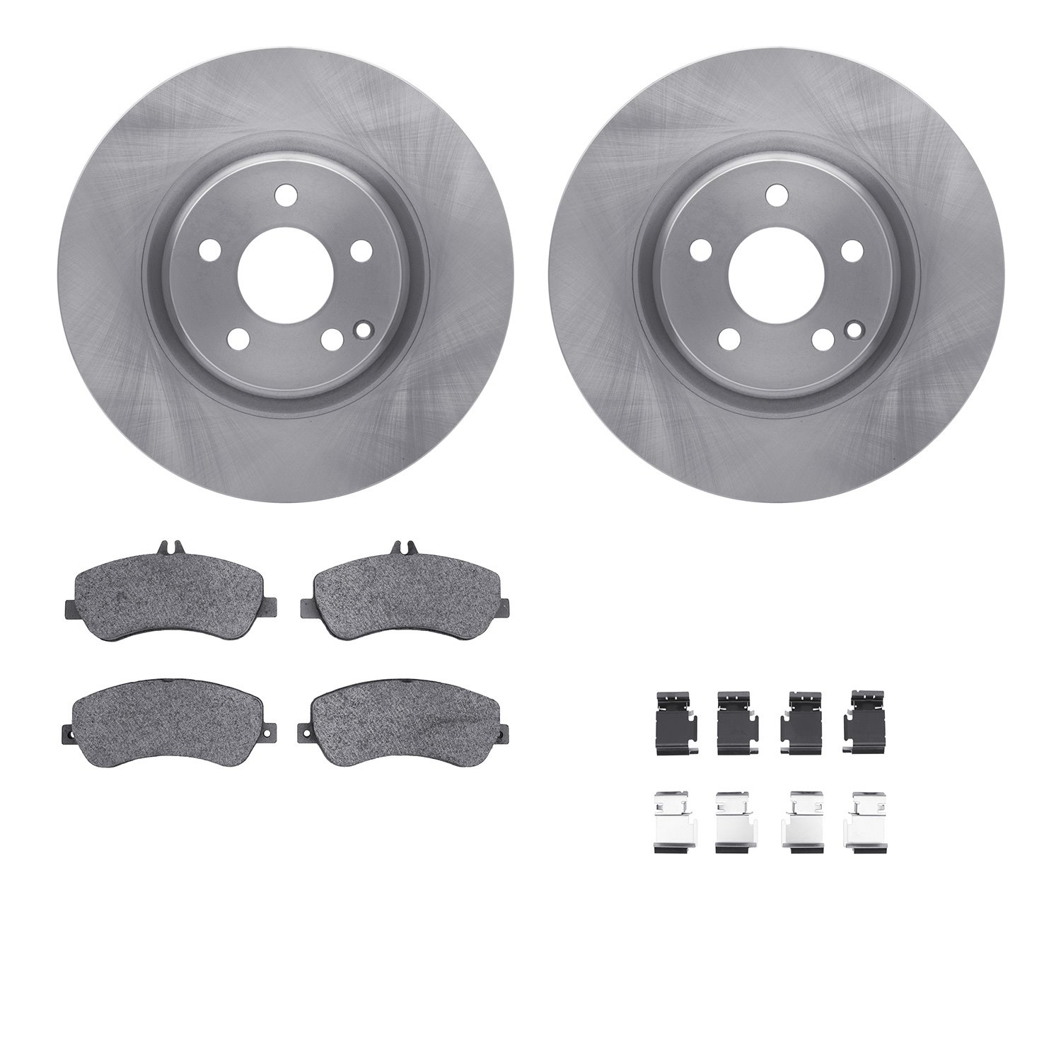 6612-63405 Brake Rotors w/5000 Euro Ceramic Brake Pads Kit with Hardware, 2009-2015 Mercedes-Benz, Position: Front
