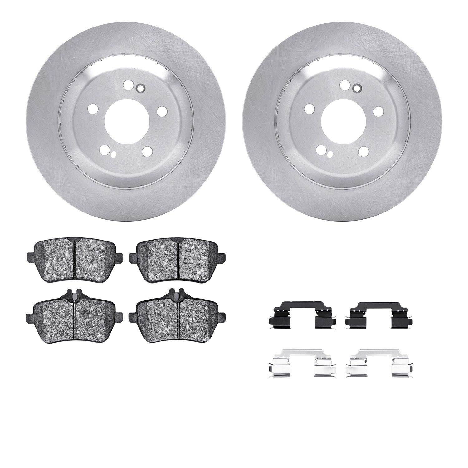 6612-63464 Brake Rotors w/5000 Euro Ceramic Brake Pads Kit with Hardware, 2015-2021 Mercedes-Benz, Position: Rear