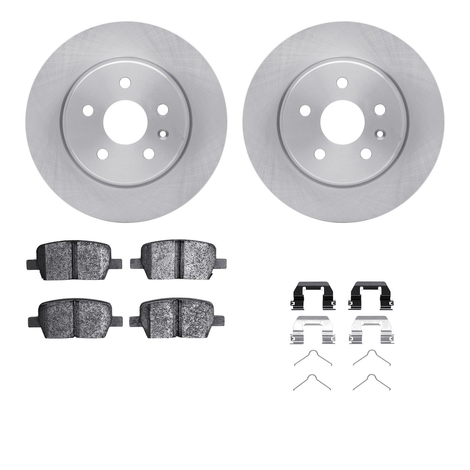6612-65077 Brake Rotors w/5000 Euro Ceramic Brake Pads Kit with Hardware, Fits Select GM, Position: Rear
