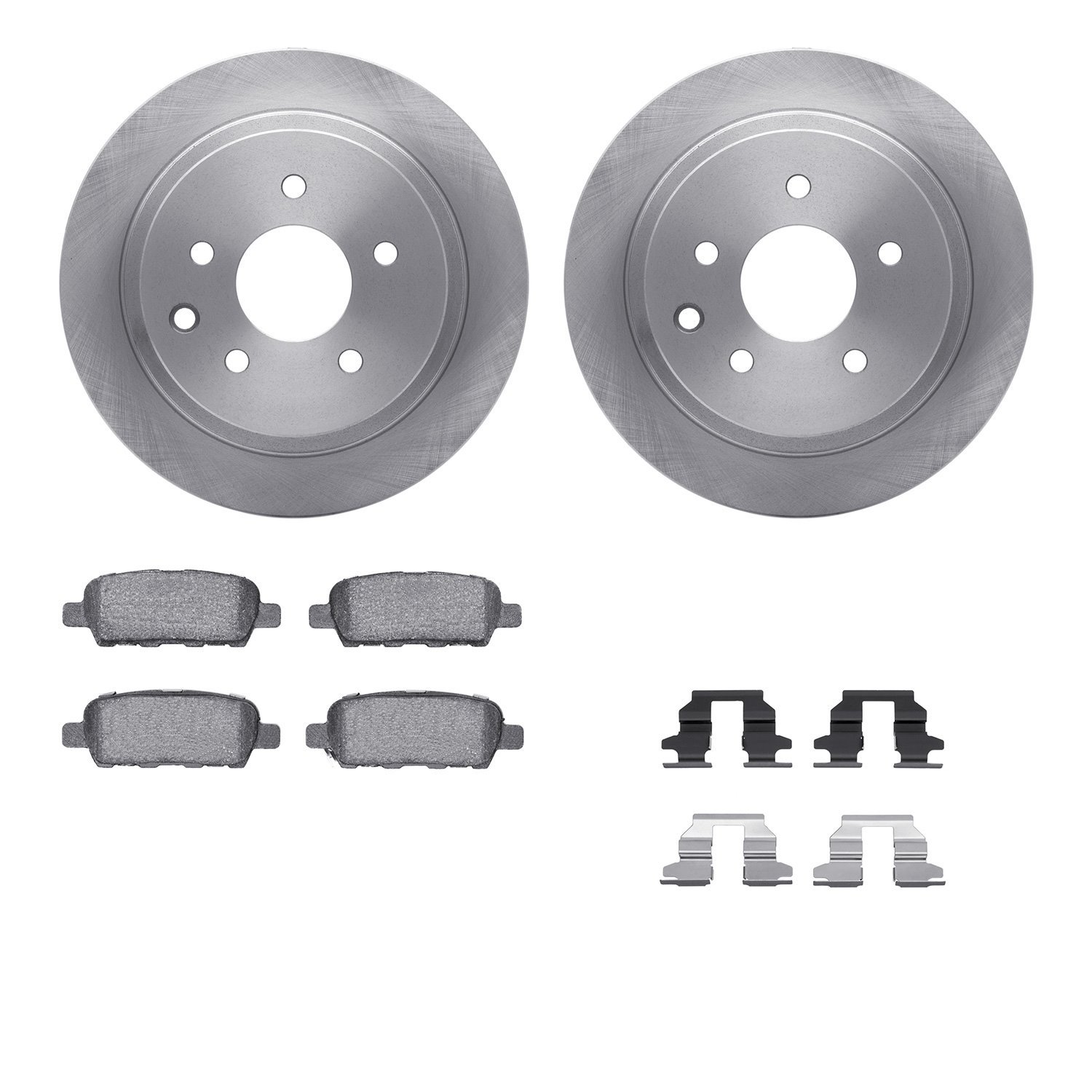 6612-67007 Brake Rotors w/5000 Euro Ceramic Brake Pads Kit with Hardware, Fits Select Multiple Makes/Models, Position: Rear