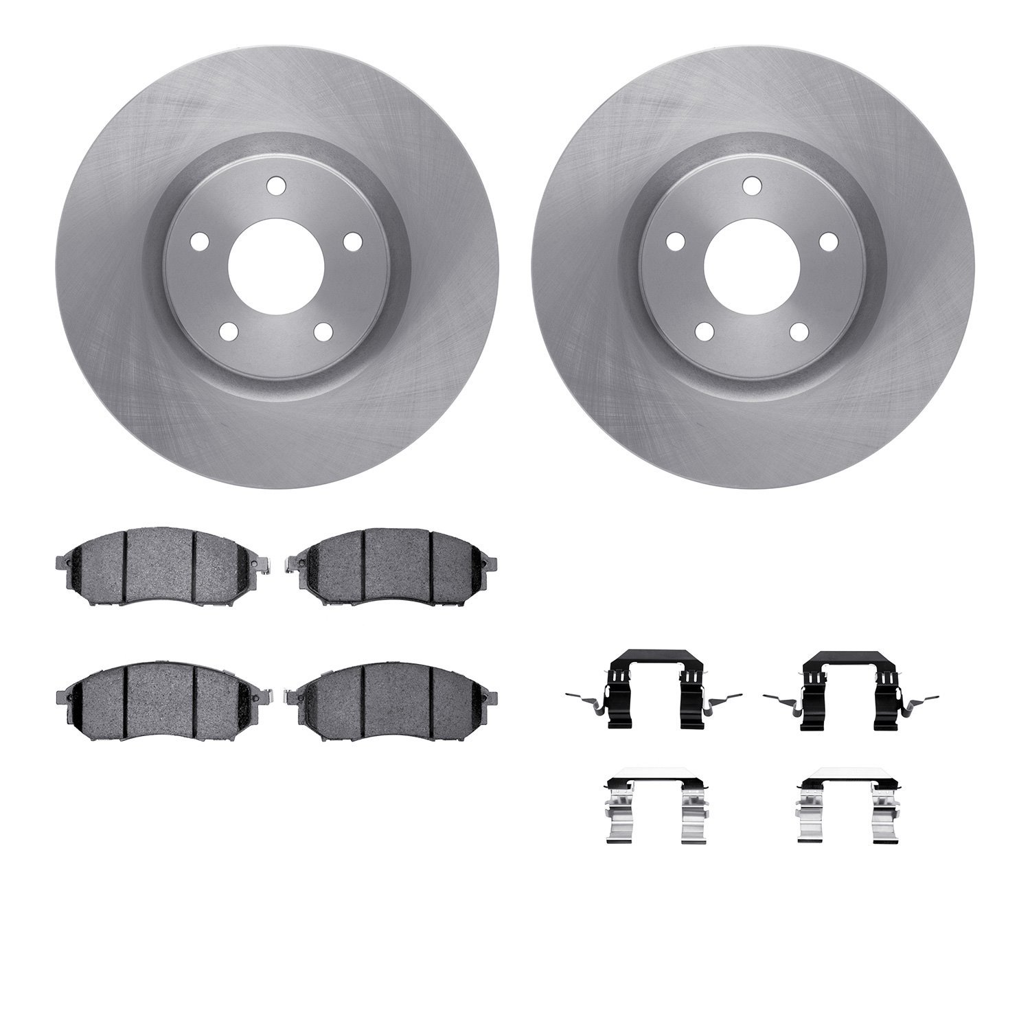 6612-67031 Brake Rotors w/5000 Euro Ceramic Brake Pads Kit with Hardware, 2009-2016 Renault, Position: Front