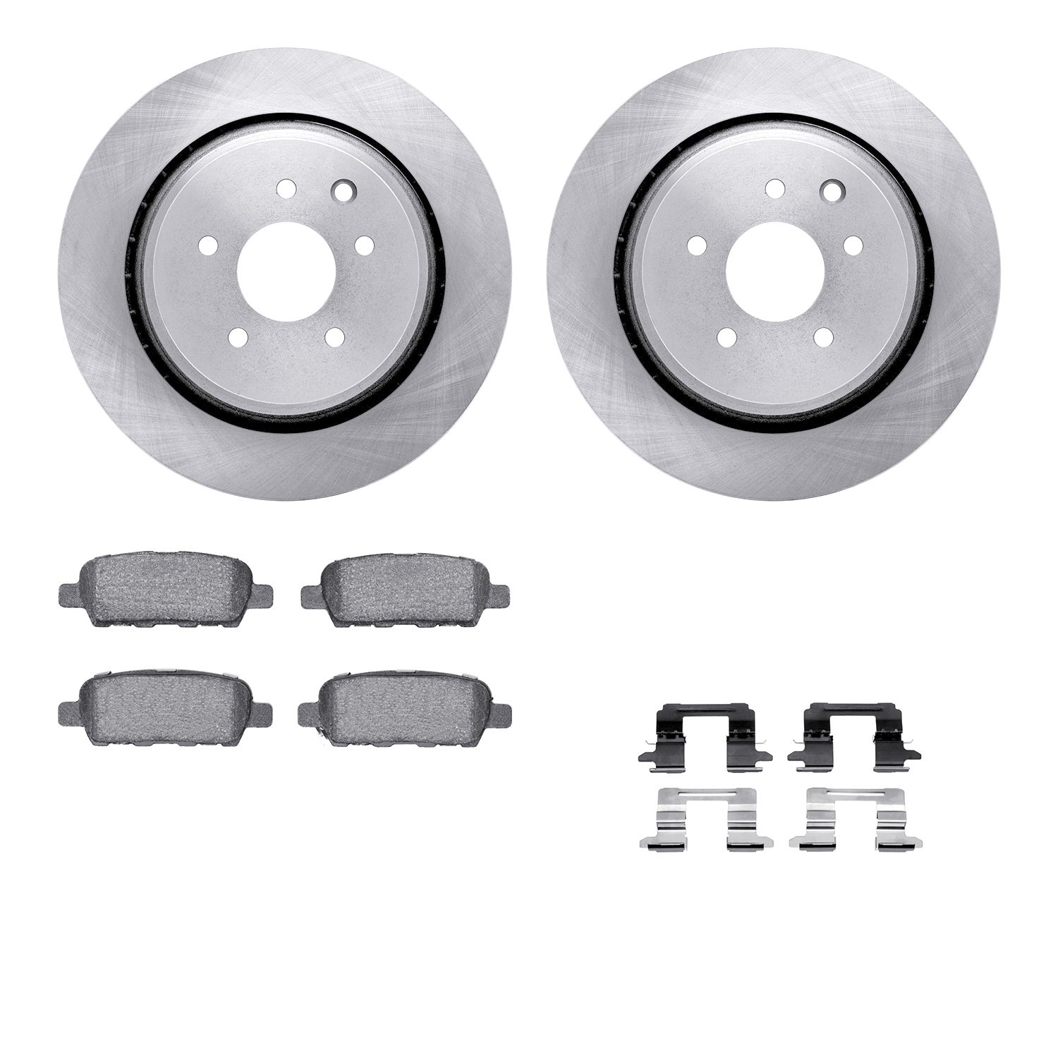 6612-68015 Brake Rotors w/5000 Euro Ceramic Brake Pads Kit with Hardware, 2007-2015 Infiniti/Nissan, Position: Rear