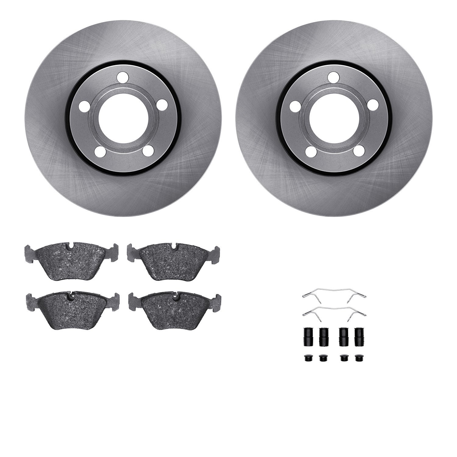 6612-73043 Brake Rotors w/5000 Euro Ceramic Brake Pads Kit with Hardware, 1989-1991 Audi/Volkswagen, Position: Front