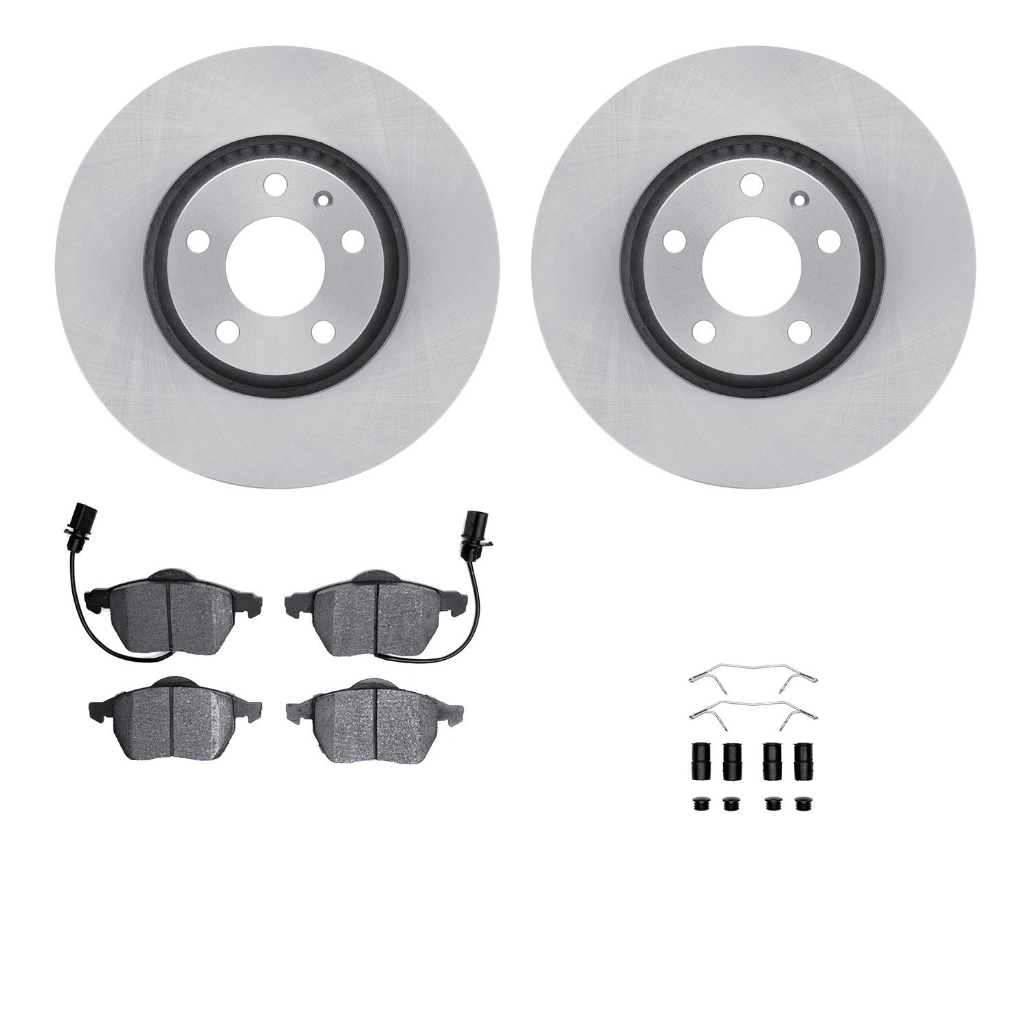 6612-73176 Brake Rotors w/5000 Euro Ceramic Brake Pads Kit with Hardware, 1999-2006 Audi/Volkswagen, Position: Front