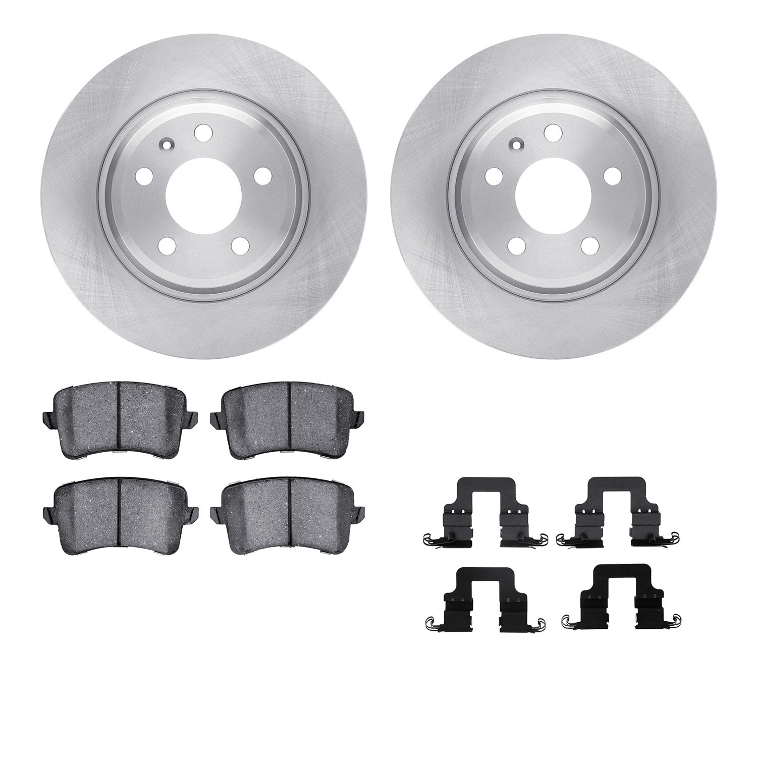 6612-73223 Brake Rotors w/5000 Euro Ceramic Brake Pads Kit with Hardware, 2008-2017 Audi/Volkswagen, Position: Rear