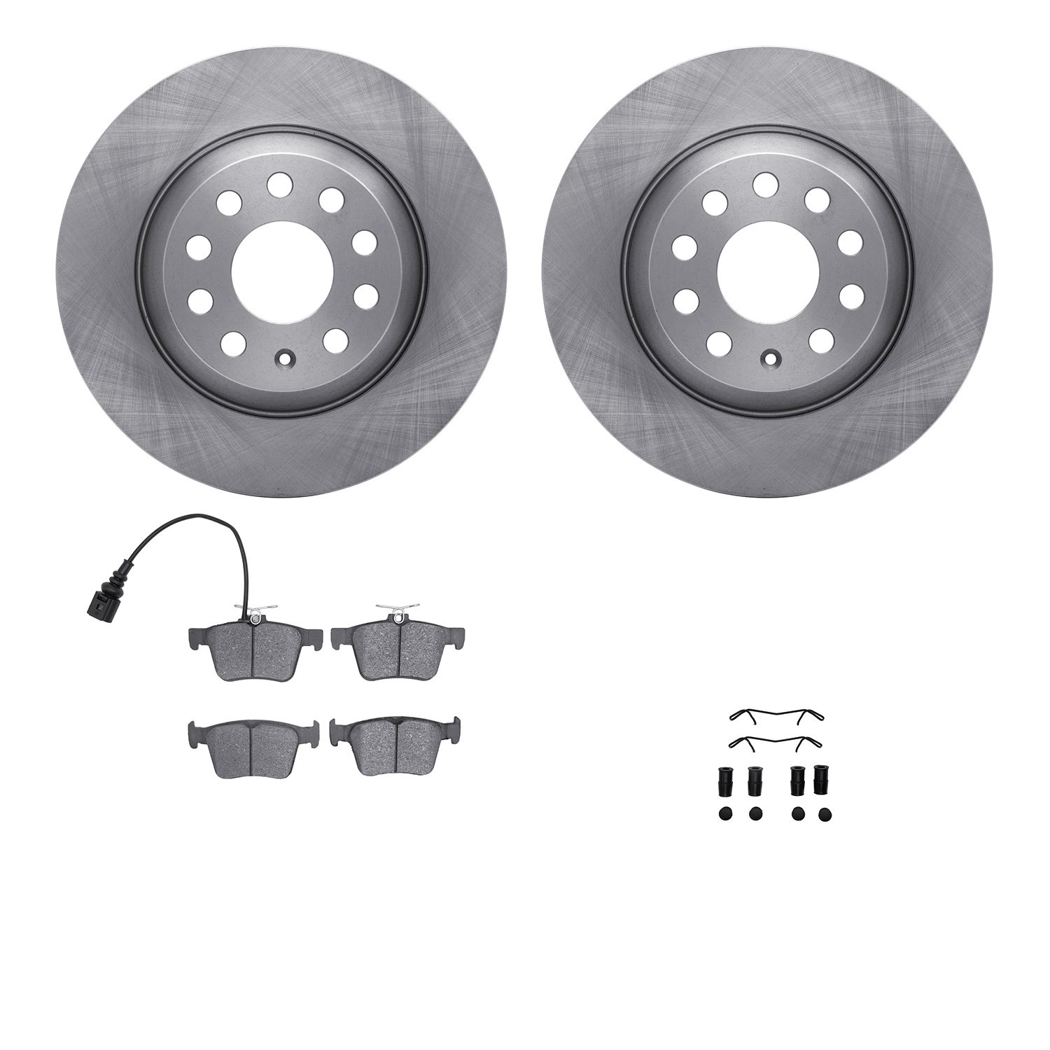 6612-73282 Brake Rotors w/5000 Euro Ceramic Brake Pads Kit with Hardware, Fits Select Audi/Volkswagen, Position: Rear