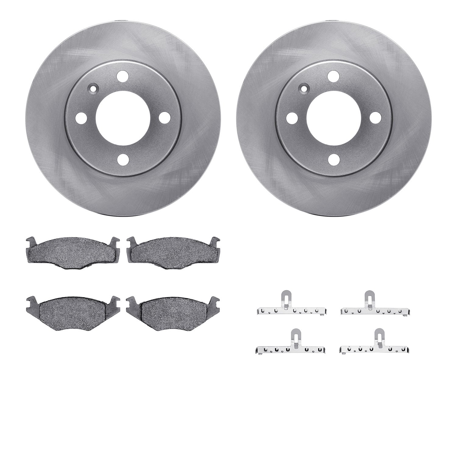 6612-74014 Brake Rotors w/5000 Euro Ceramic Brake Pads Kit with Hardware, 1984-1993 Audi/Volkswagen, Position: Front