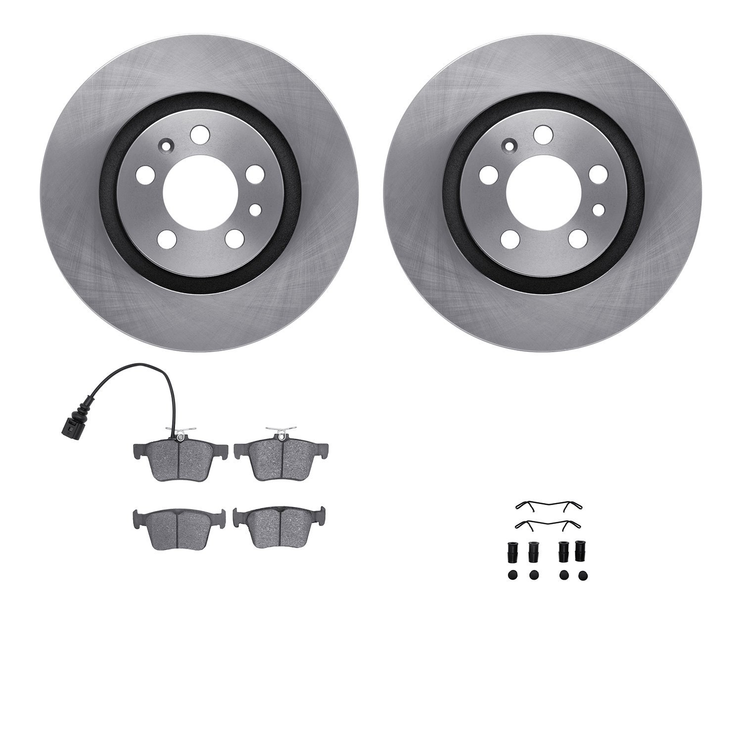 6612-74149 Brake Rotors w/5000 Euro Ceramic Brake Pads Kit with Hardware, Fits Select Audi/Volkswagen, Position: Rear