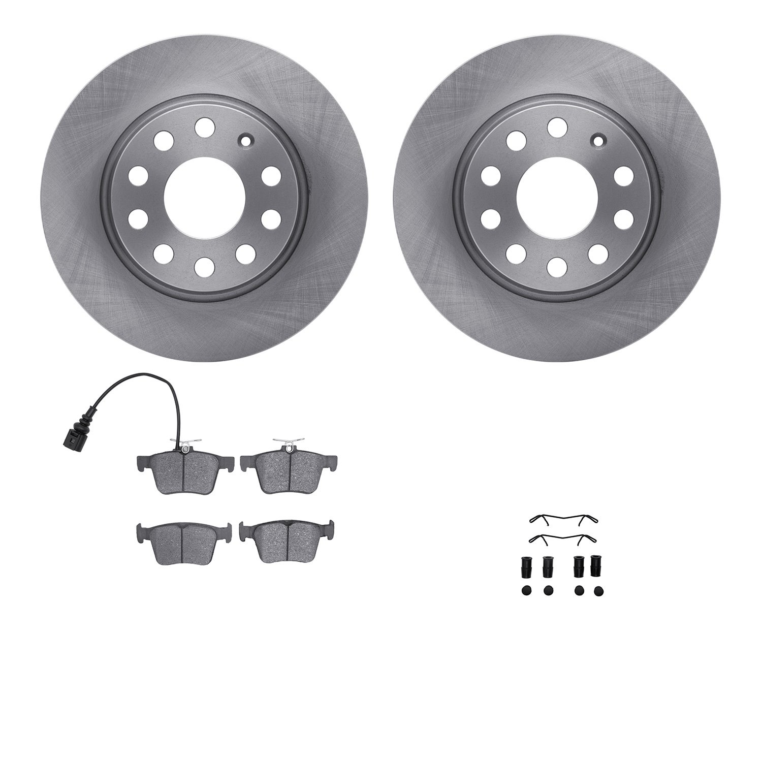 6612-74162 Brake Rotors w/5000 Euro Ceramic Brake Pads Kit with Hardware, 2015-2021 Audi/Volkswagen, Position: Rear