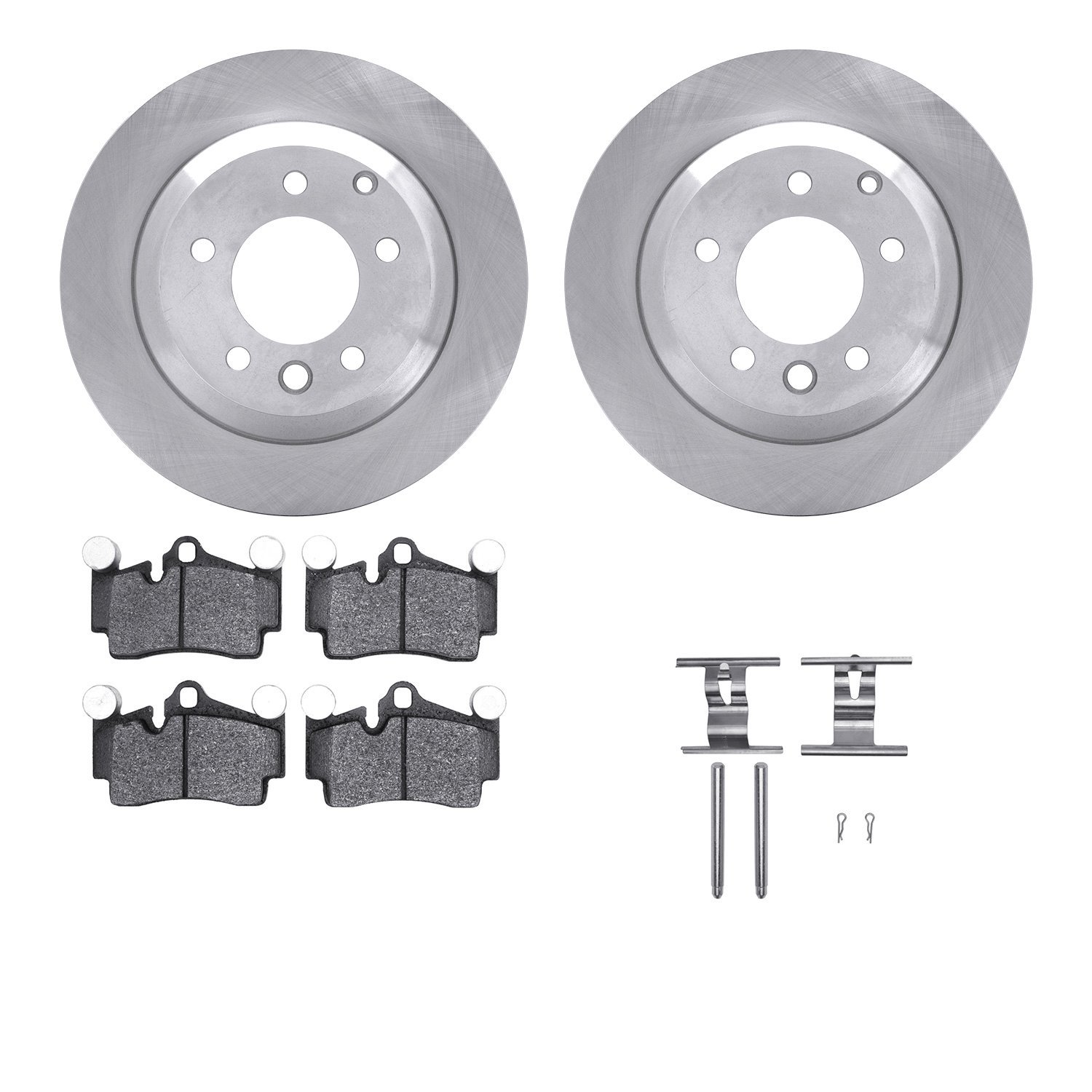 6612-74184 Brake Rotors w/5000 Euro Ceramic Brake Pads Kit with Hardware, 2003-2015 Multiple Makes/Models, Position: Rear