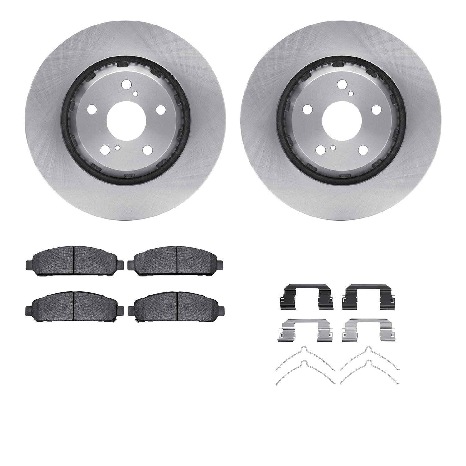 6612-76011 Brake Rotors w/5000 Euro Ceramic Brake Pads Kit with Hardware, 2009-2015 Lexus/Toyota/Scion, Position: Front