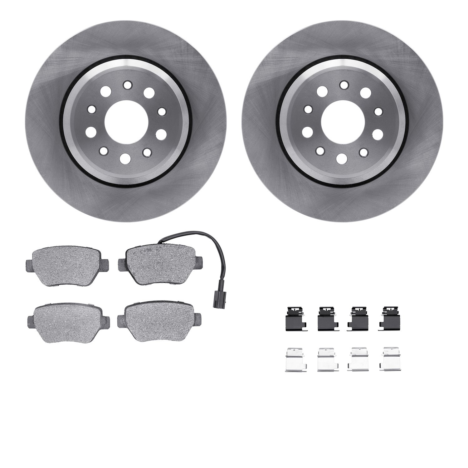 6612-79007 Brake Rotors w/5000 Euro Ceramic Brake Pads Kit with Hardware, 2014-2016 Maserati, Position: Rear