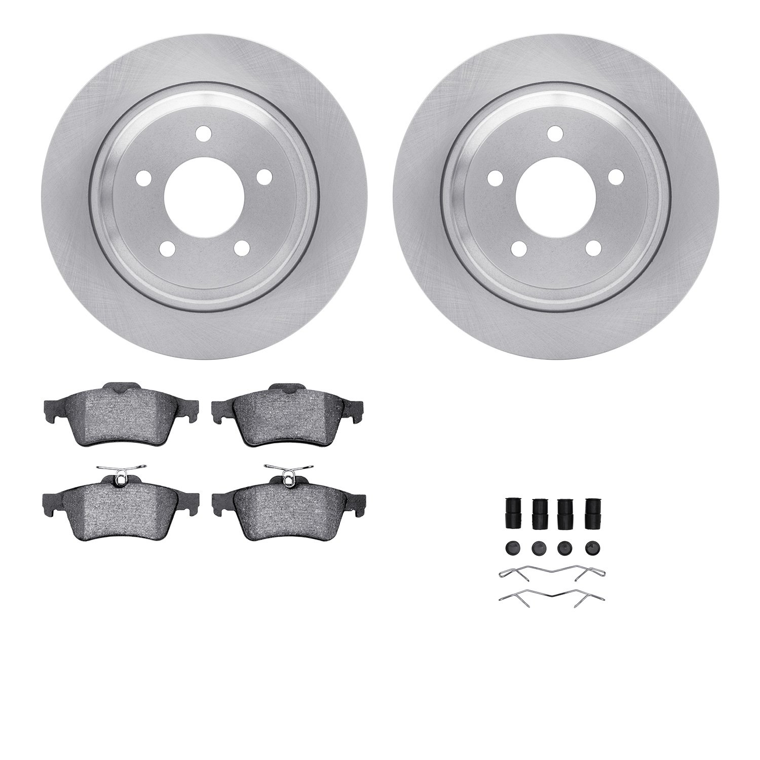 6612-80023 Brake Rotors w/5000 Euro Ceramic Brake Pads Kit with Hardware, 2006-2015 Ford/Lincoln/Mercury/Mazda, Position: Rear